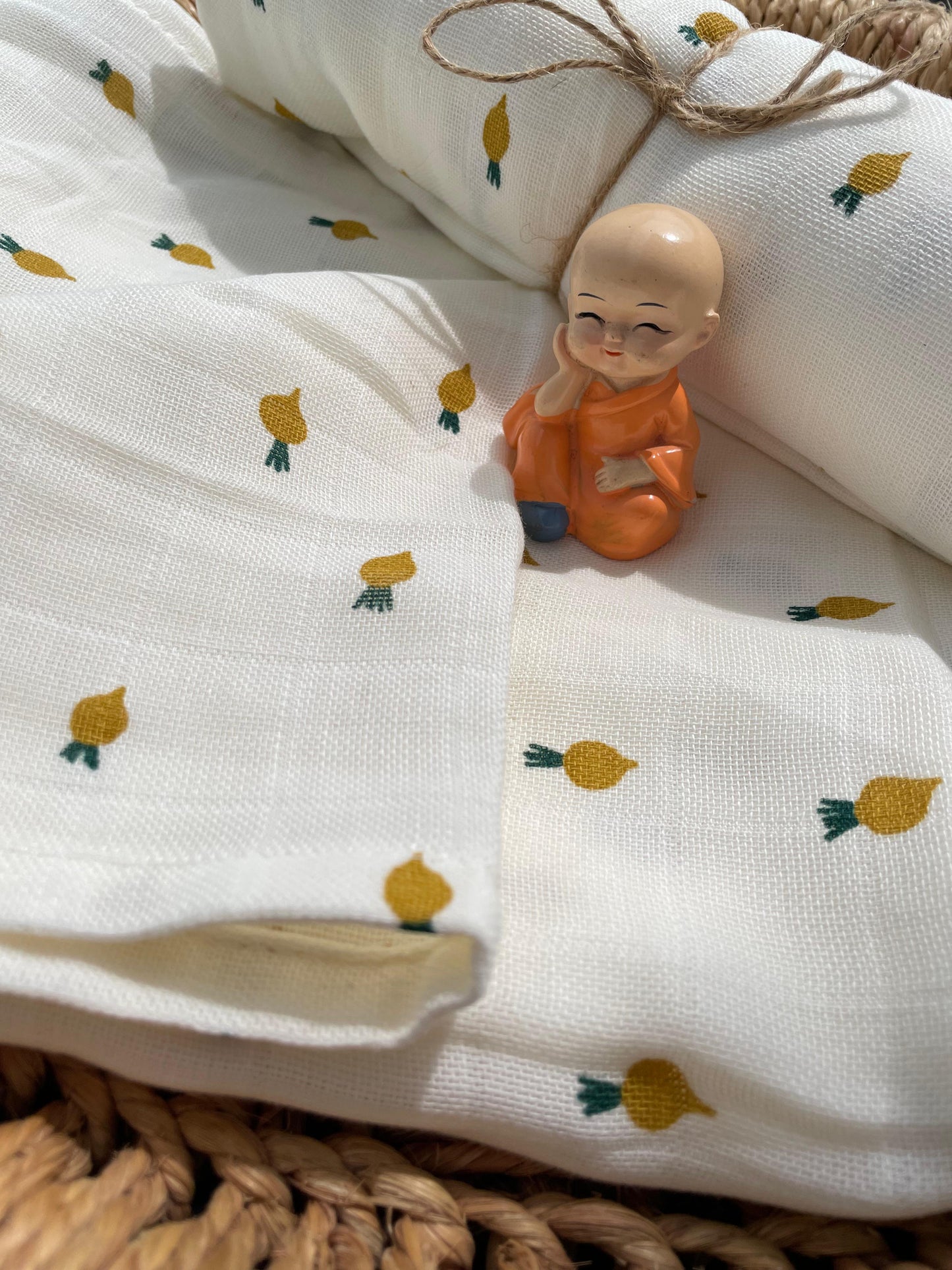Premium Muslin Cotton Baby Swaddle cum Towel | 90 x 150 Cms | Little Pineapples