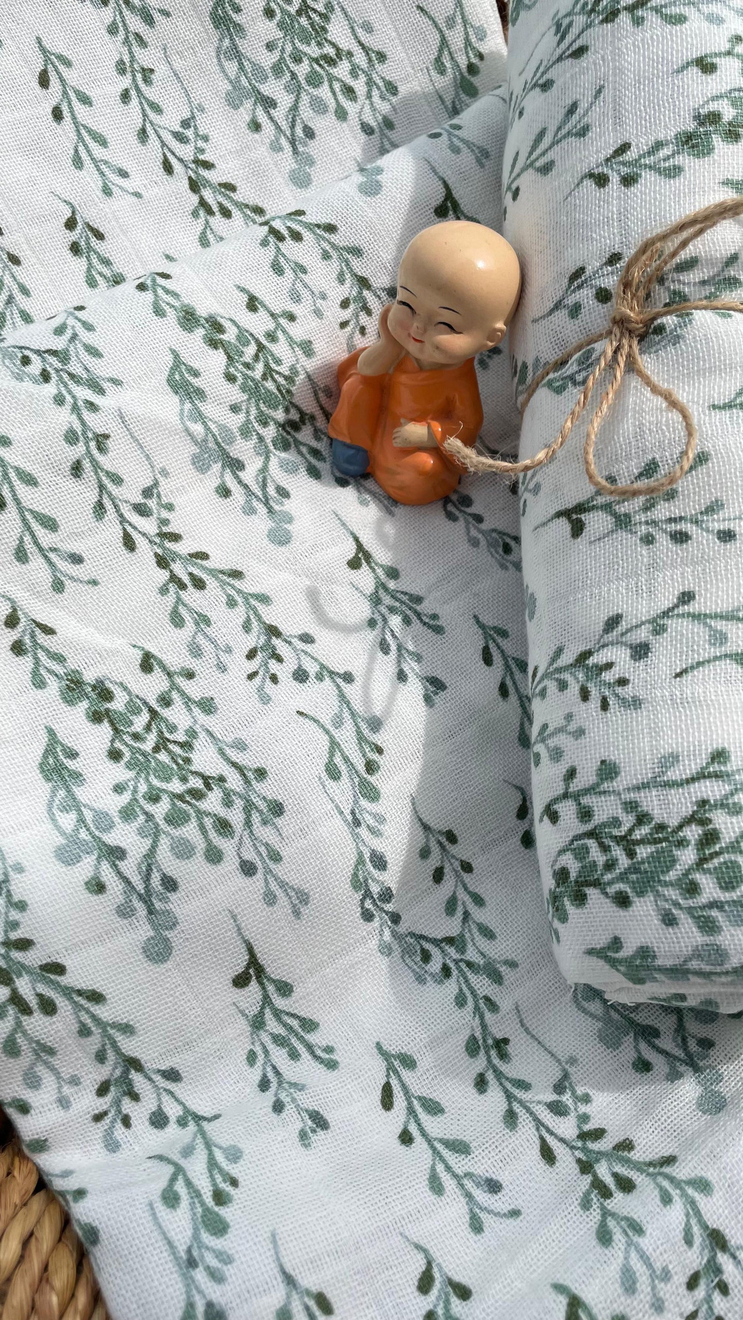 Premium Muslin Cotton Baby Swaddle cum Towel | 90 x 150 Cms | Beige Leaves