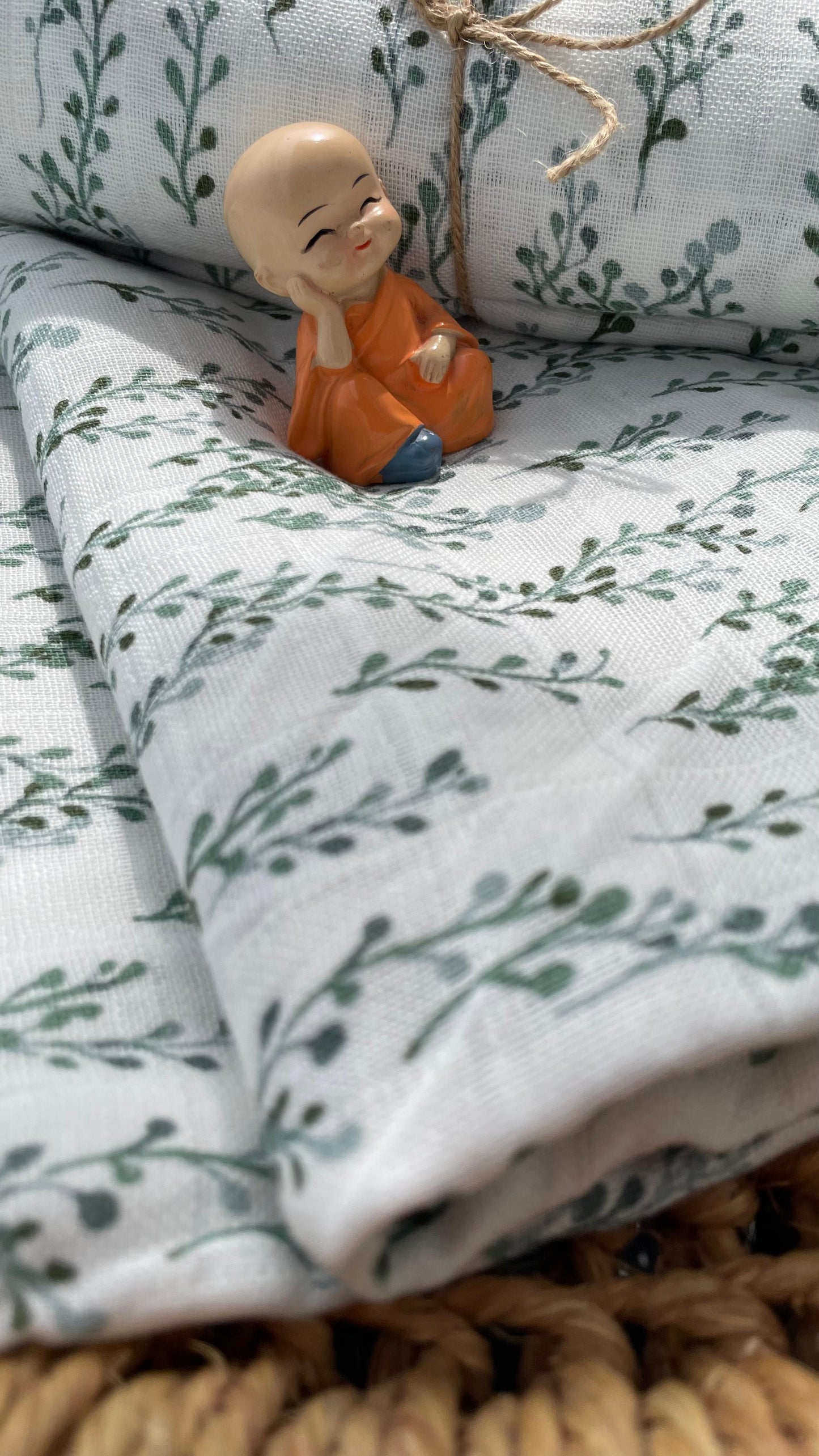Premium Muslin Cotton Baby Swaddle cum Towel | 90 x 150 Cms | Beige Leaves