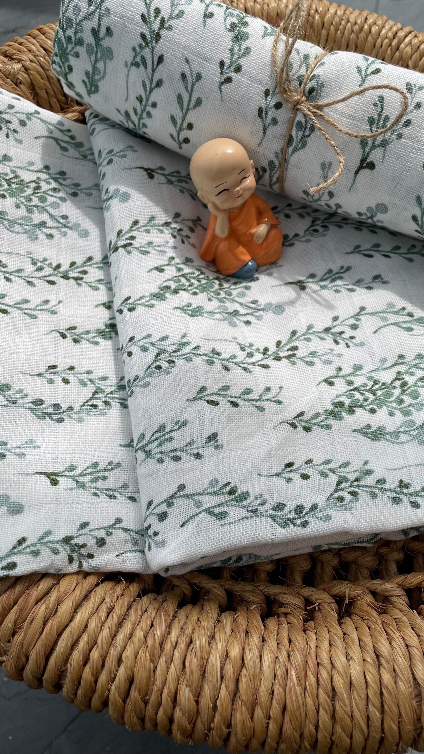 Premium Muslin Cotton Baby Swaddle cum Towel | 90 x 150 Cms | Beige Leaves