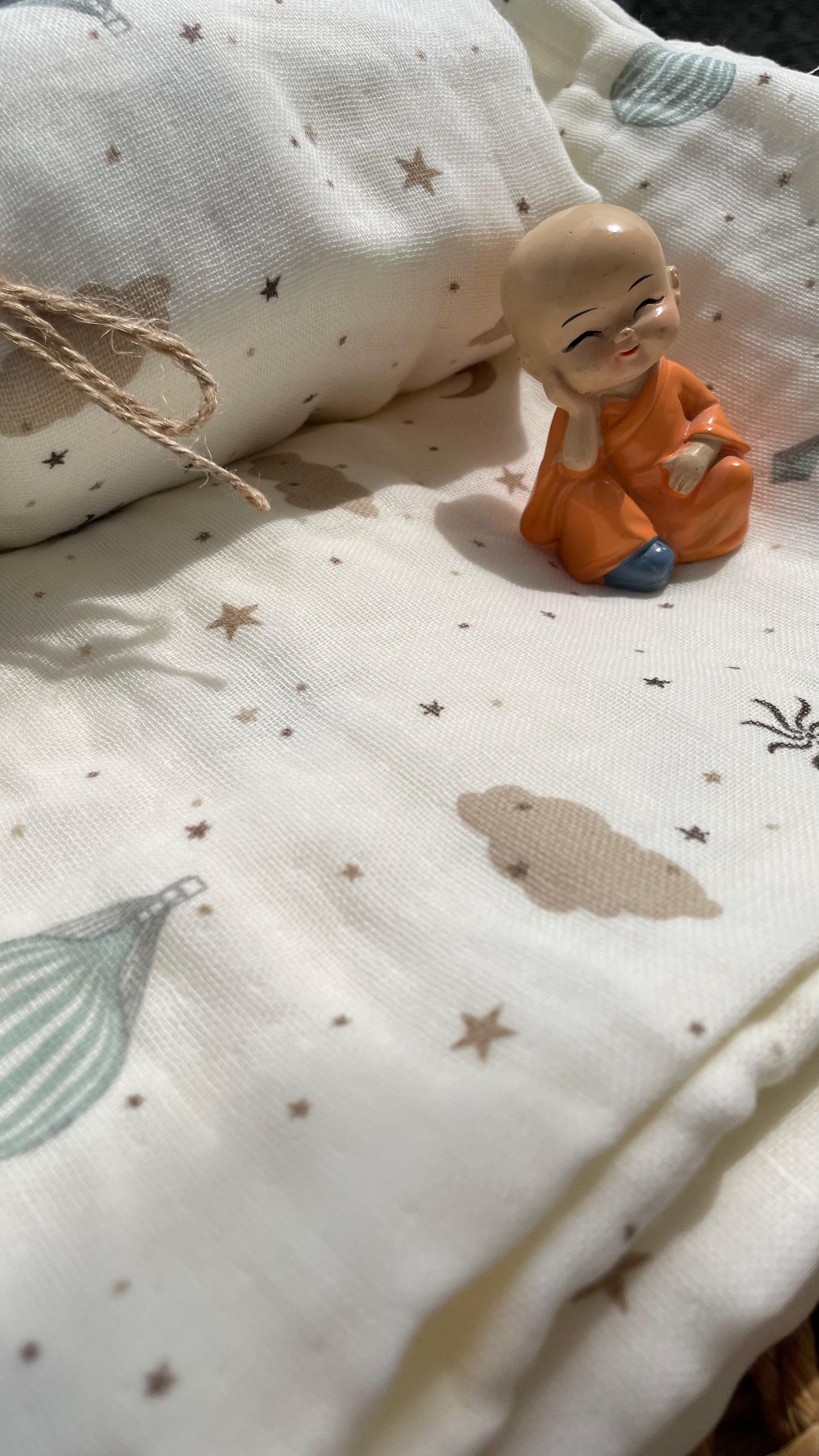 Premium Muslin Cotton Baby Swaddle cum Towel | 90 x 150 Cms | Beige Parachutes