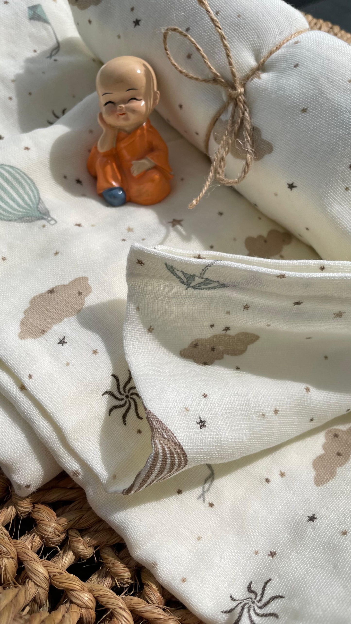 Premium Muslin Cotton Baby Swaddle cum Towel | 90 x 150 Cms | Beige Parachutes