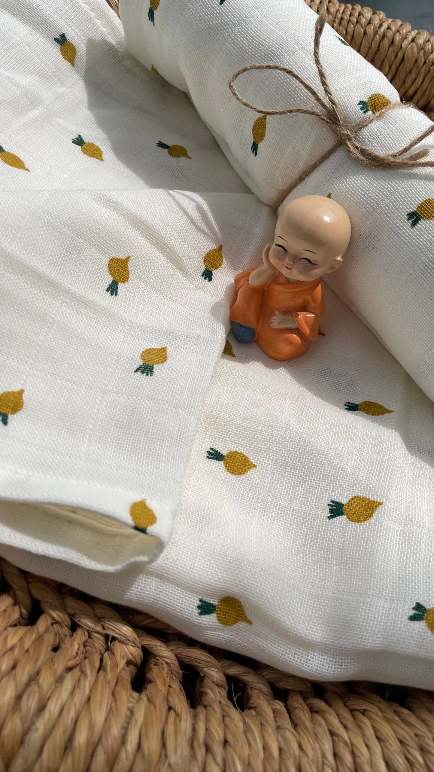 Premium Muslin Cotton Baby Swaddle cum Towel | 90 x 150 Cms | Little Pineapples