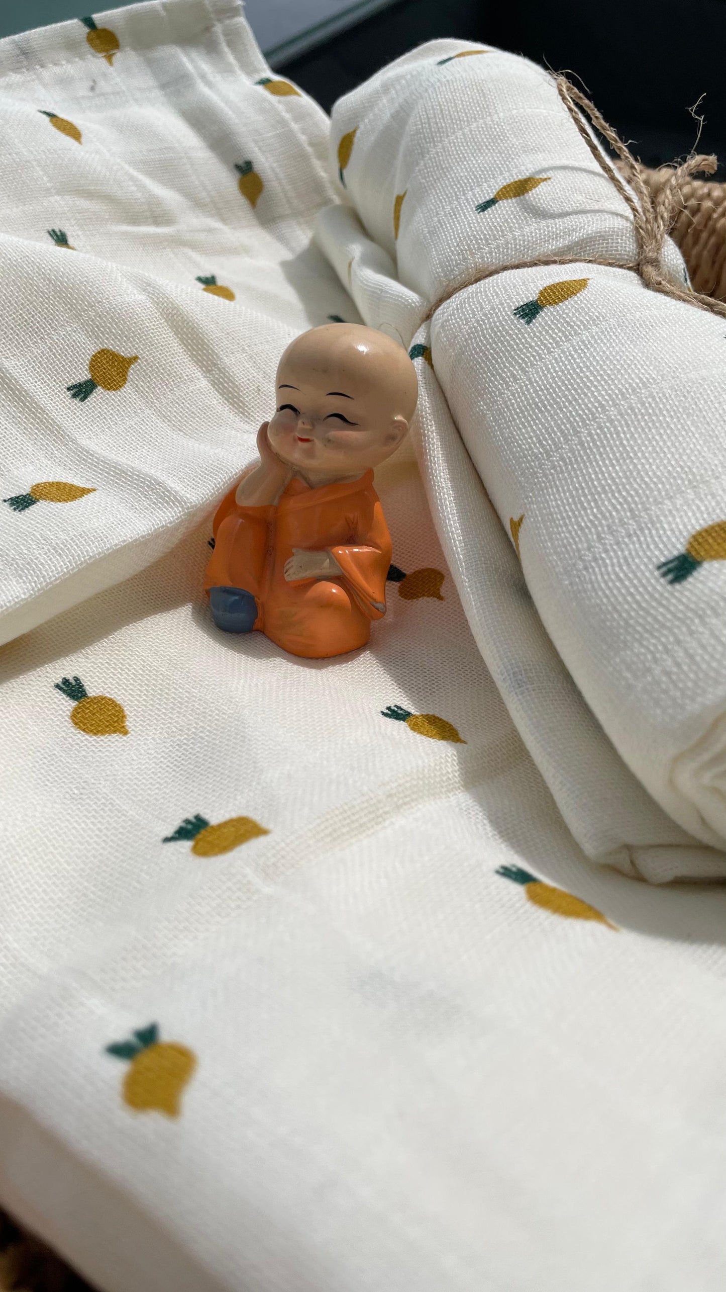 Premium Muslin Cotton Baby Swaddle cum Towel | 90 x 150 Cms | Little Pineapples