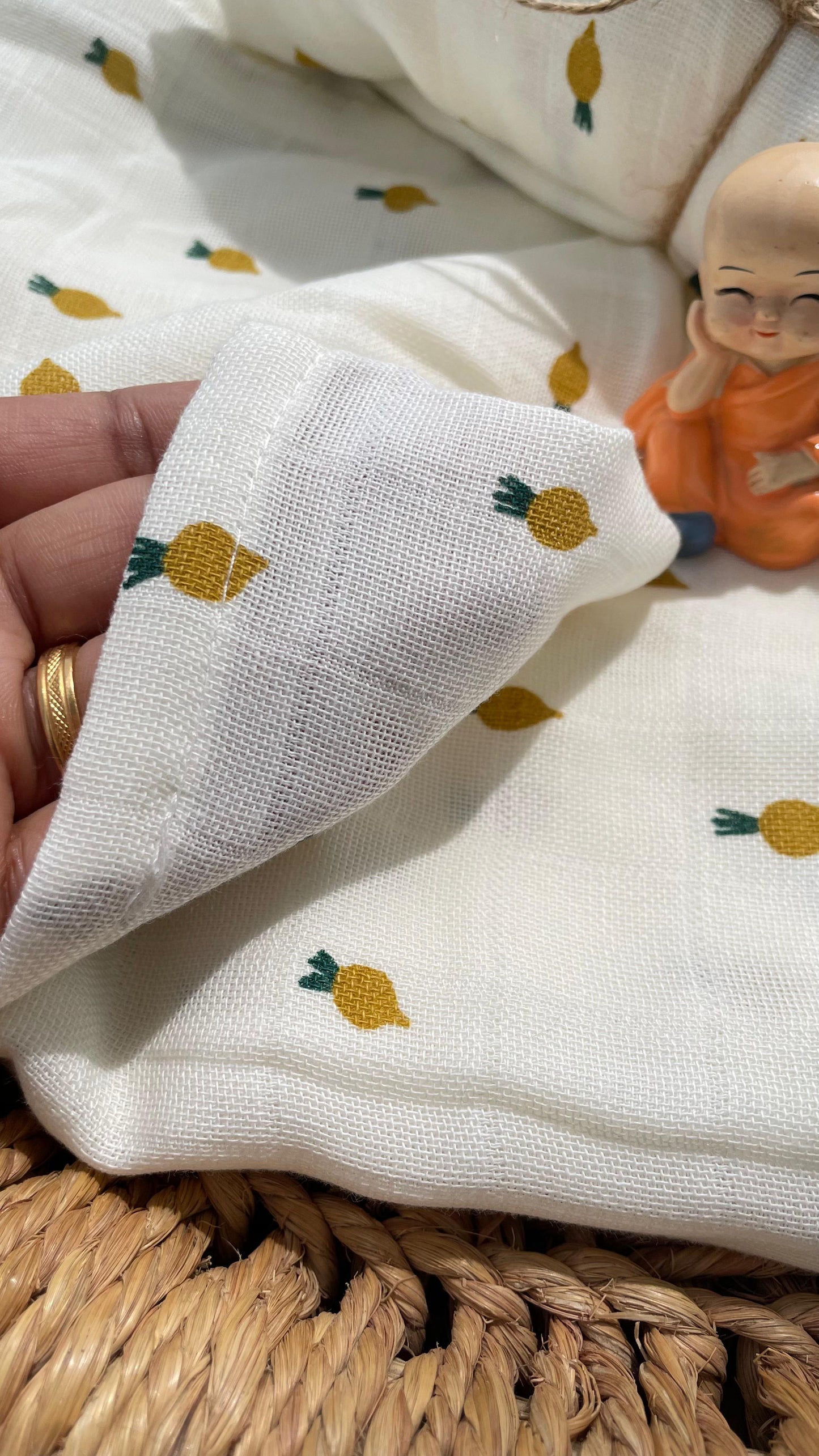 Premium Muslin Cotton Baby Swaddle cum Towel | 90 x 150 Cms | Little Pineapples