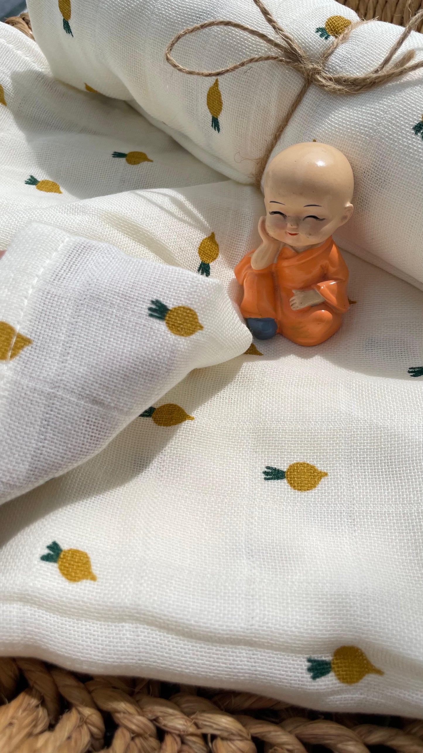 Premium Muslin Cotton Baby Swaddle cum Towel | 90 x 150 Cms | Little Pineapples