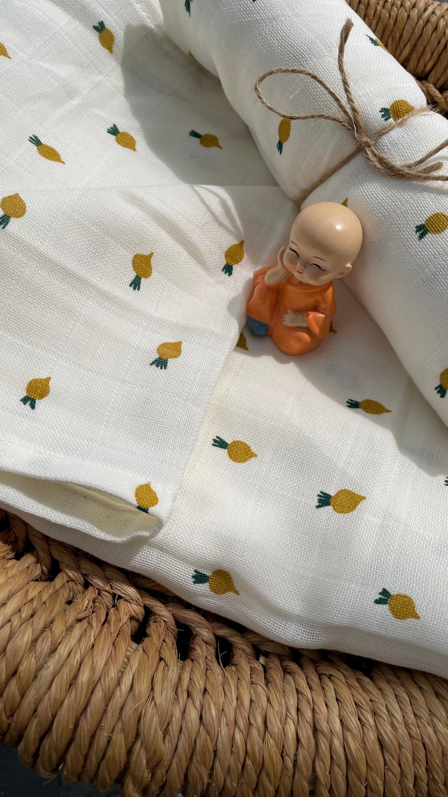 Premium Muslin Cotton Baby Swaddle cum Towel | 90 x 150 Cms | Little Pineapples