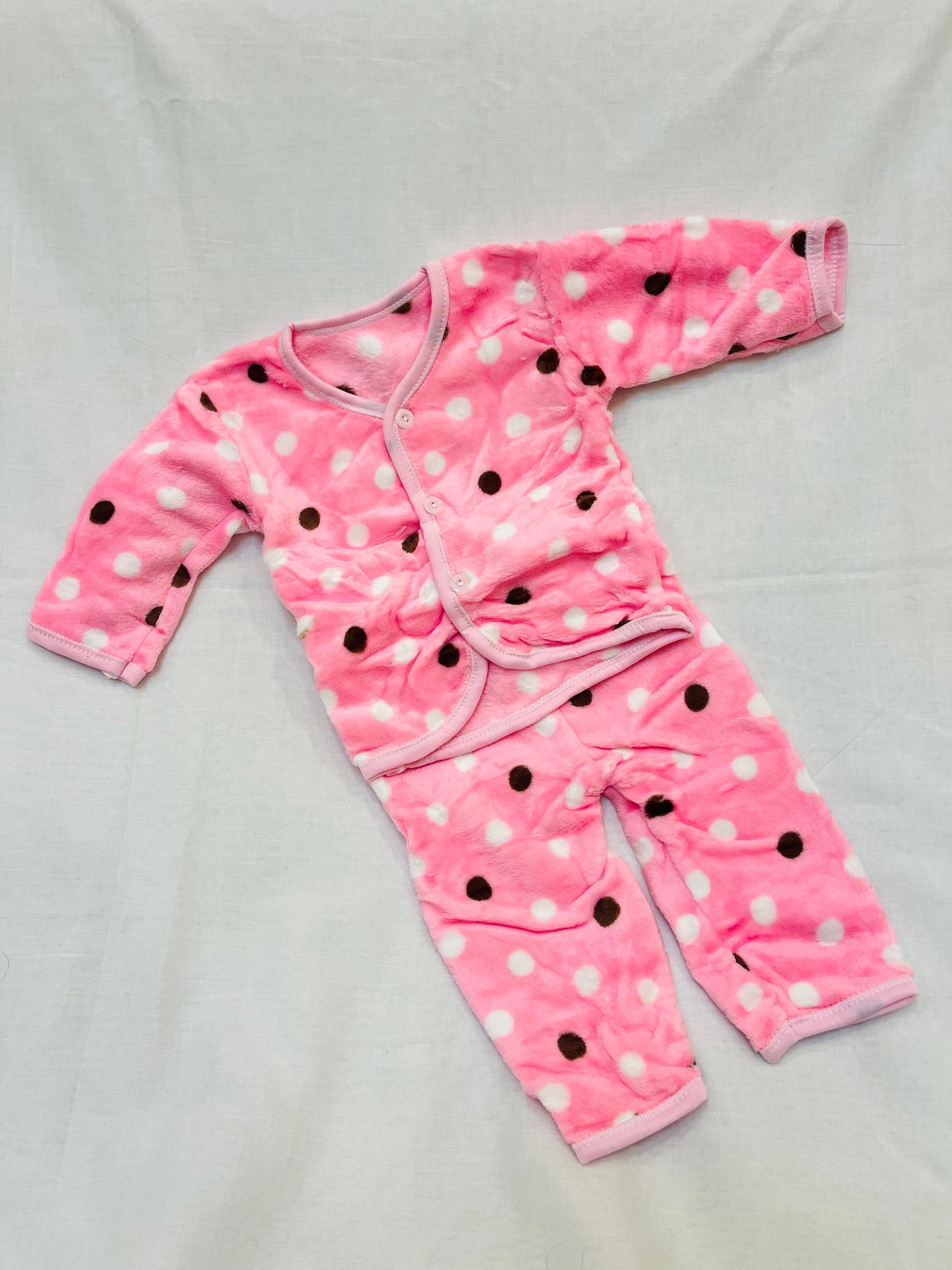 Soft Full Suit | Full Sleeve with Full Pants - Winter Suit | Pink Polka | 3 Months - 15 Months