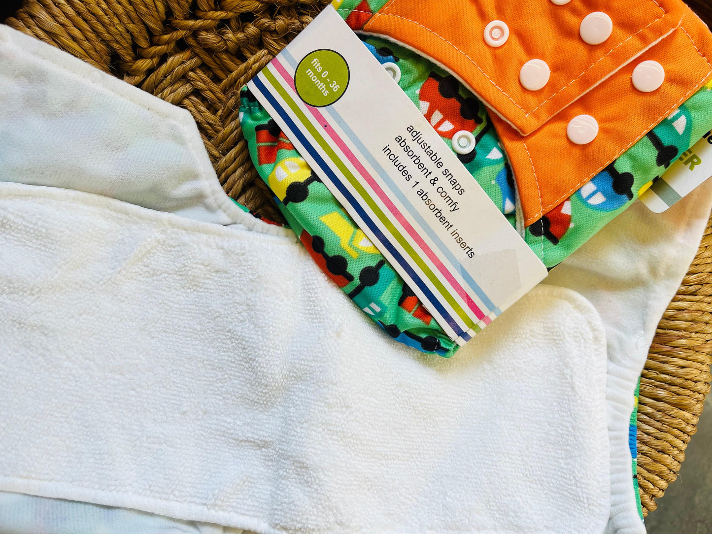 Reusable Diaper - Green Cars | Comes with 1 Reusable Pad | (0 Months to 36 Months)