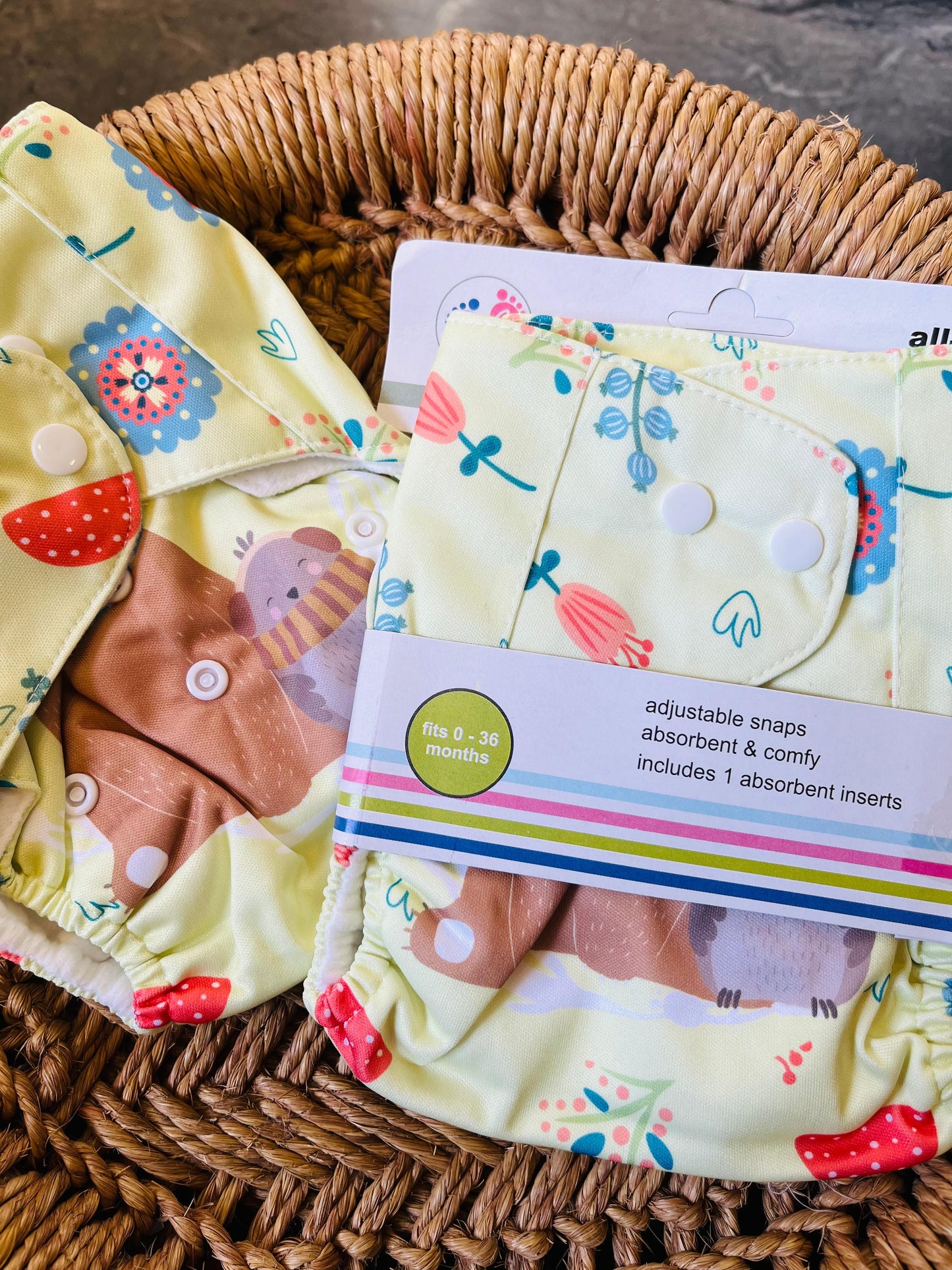 Reusable Diaper - Yellow Bear | Comes with 1 Reusable Pad | (0 Months to 36 Months)