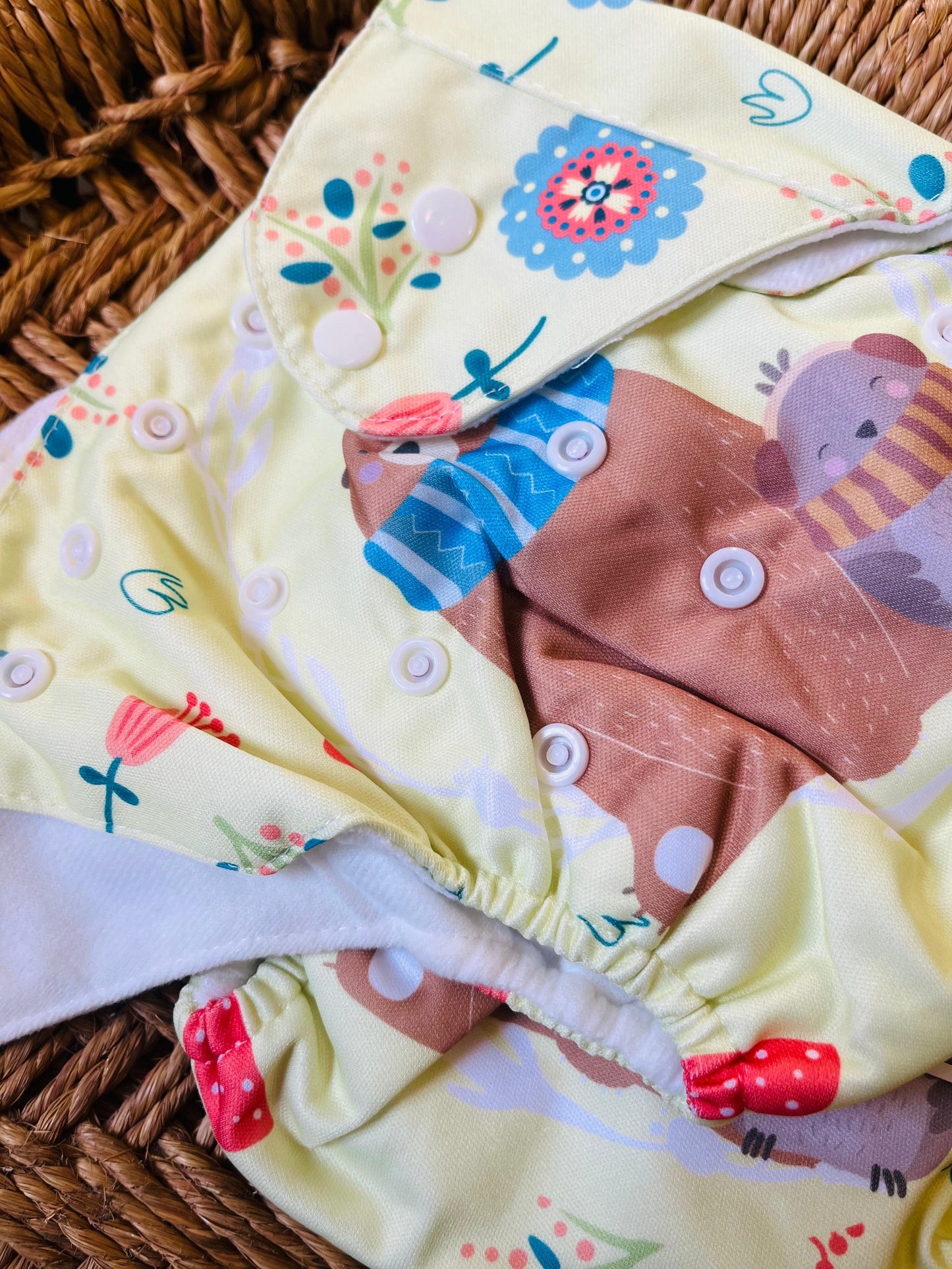 Reusable Diaper - Yellow Bear | Comes with 1 Reusable Pad | (0 Months to 36 Months)