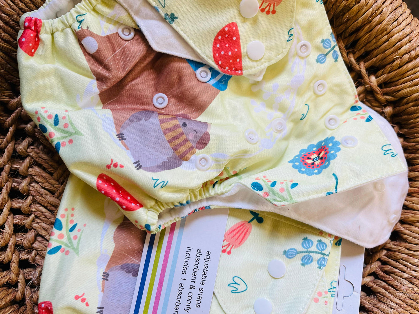 Reusable Diaper - Yellow Bear | Comes with 1 Reusable Pad | (0 Months to 36 Months)