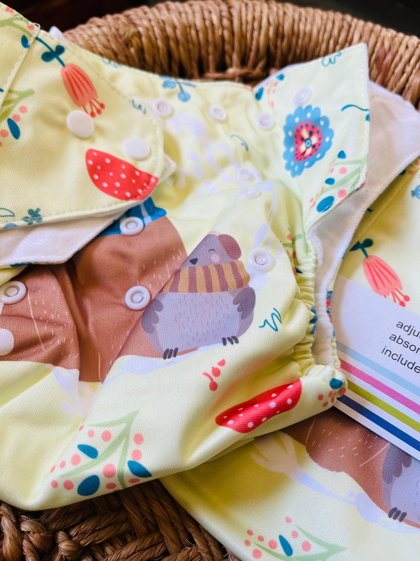 Reusable Diaper - Yellow Bear | Comes with 1 Reusable Pad | (0 Months to 36 Months)