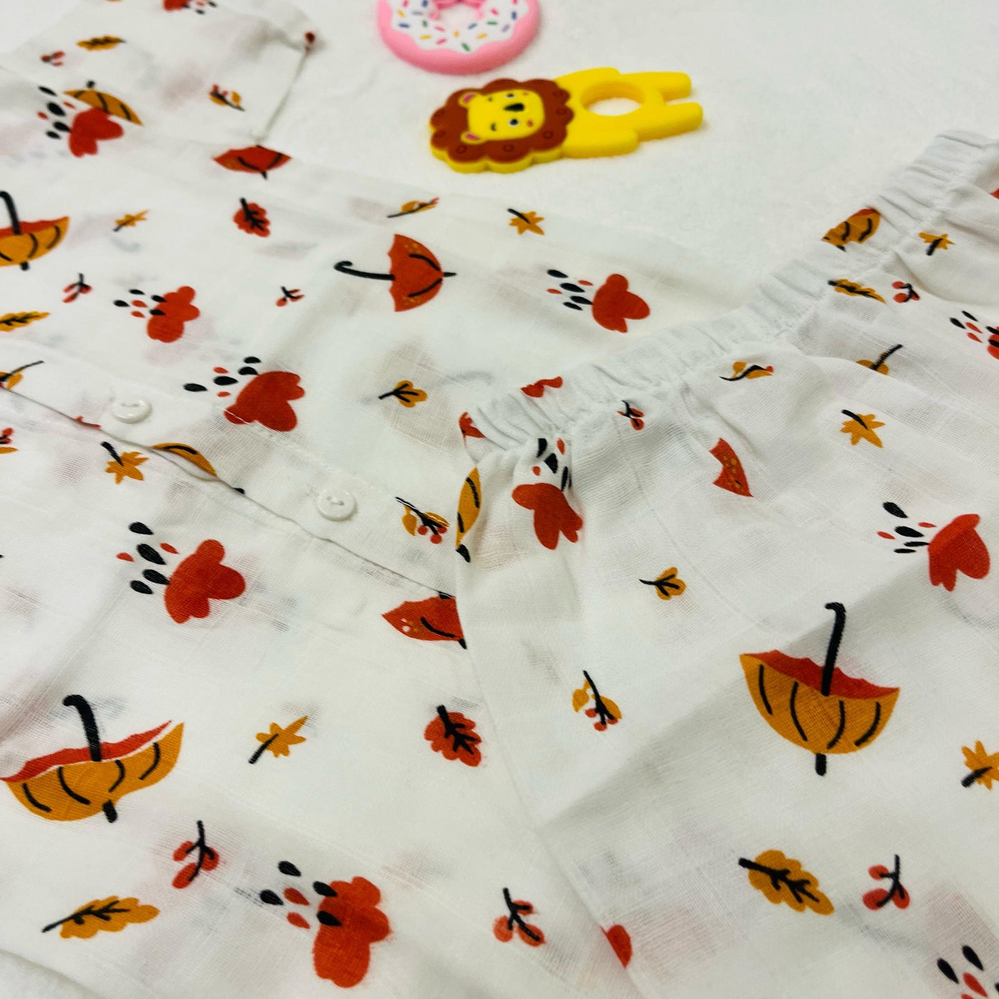 Pure Muslin Co-Ord Set | 6 Months - 24 Months | Pure Muslin | Umbrella & Rain | Unisex