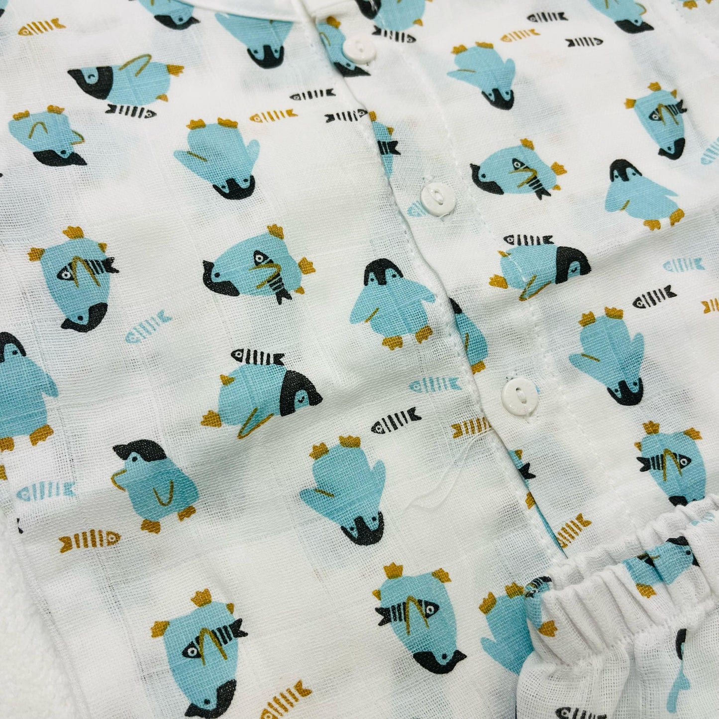 Pure Muslin Co-Ord Set | 6 Months - 24 Months | Pure Muslin | Penguin & Fish| Unisex