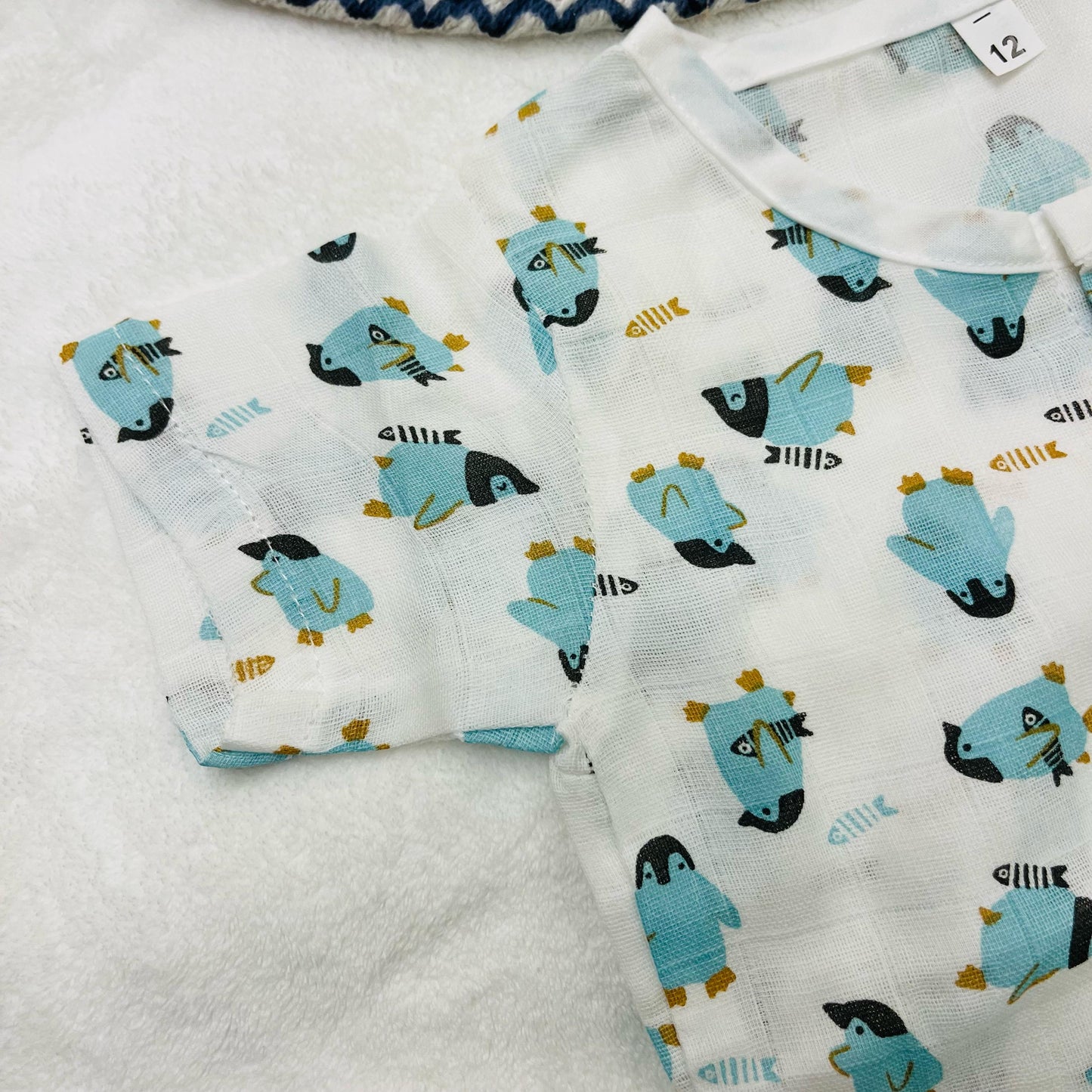 Pure Muslin Co-Ord Set | 6 Months - 24 Months | Pure Muslin | Penguin & Fish| Unisex