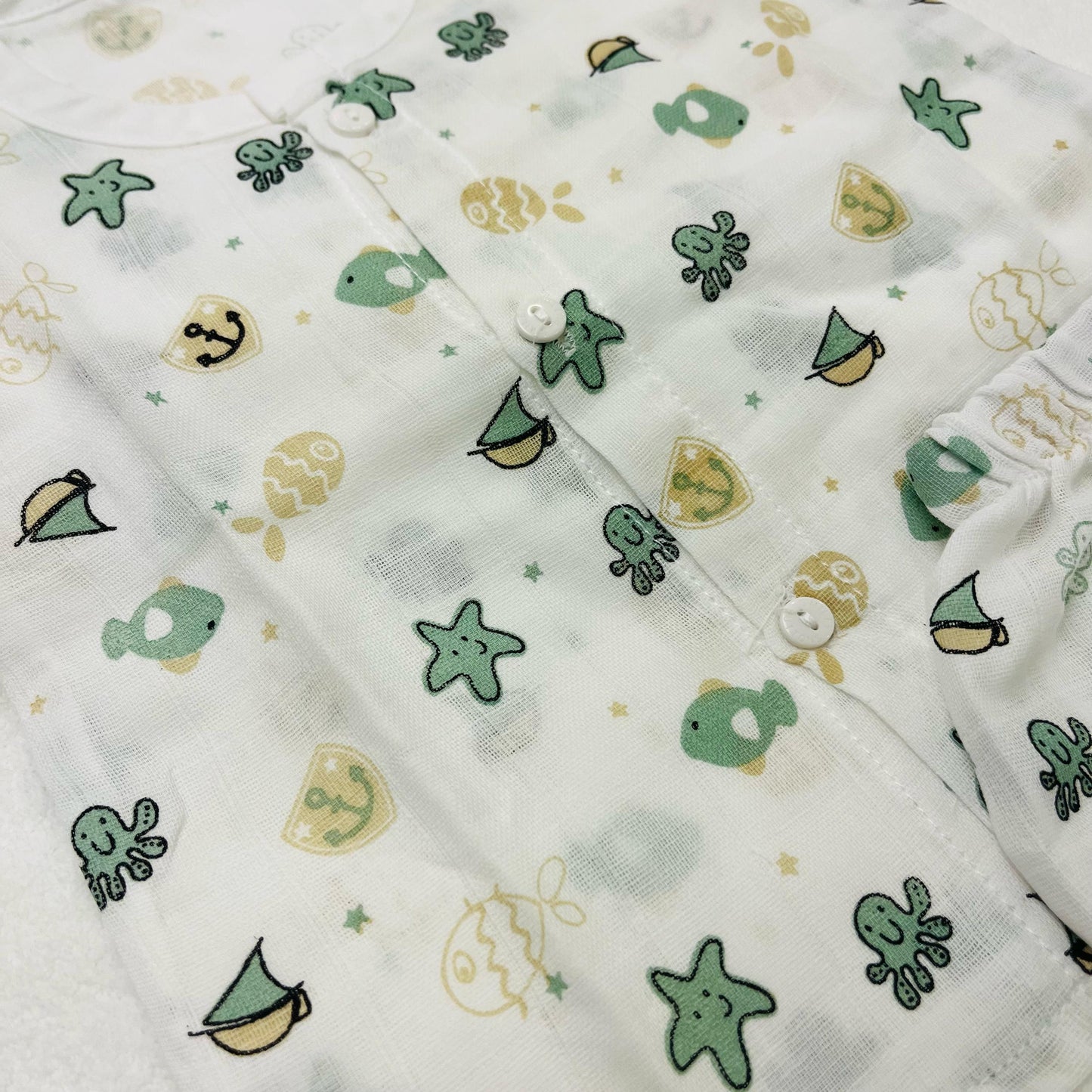Pure Muslin Co-Ord Set | 6 Months - 24 Months | Pure Muslin | Starfish & Boats