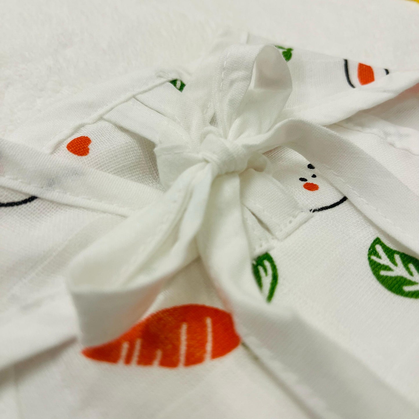 Pure Muslin Button Jabla & Padded Langot | 0-6 Months | Matching Set | Knot Padded Langot & Button Jabla | Miffy Carrots|Unisex