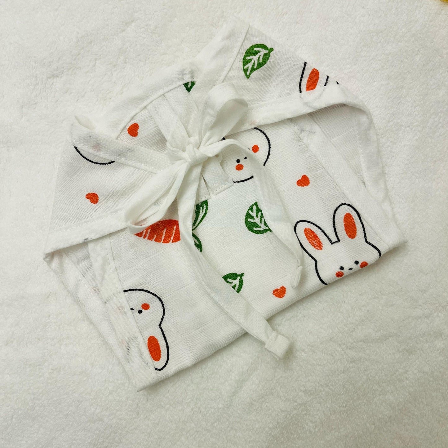 Pure Muslin Button Jabla & Padded Langot | 0-6 Months | Matching Set | Knot Padded Langot & Button Jabla | Miffy Carrots|Unisex