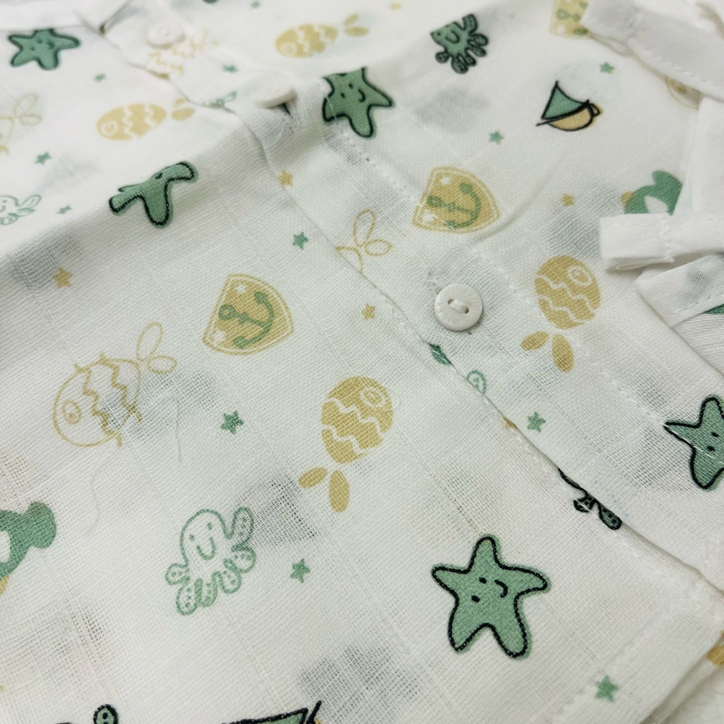 Pure Muslin Button Jabla & Padded Langot | 0-6 Months | Matching Set | Knot Padded Langot & Button Jabla | Starfish & Boats