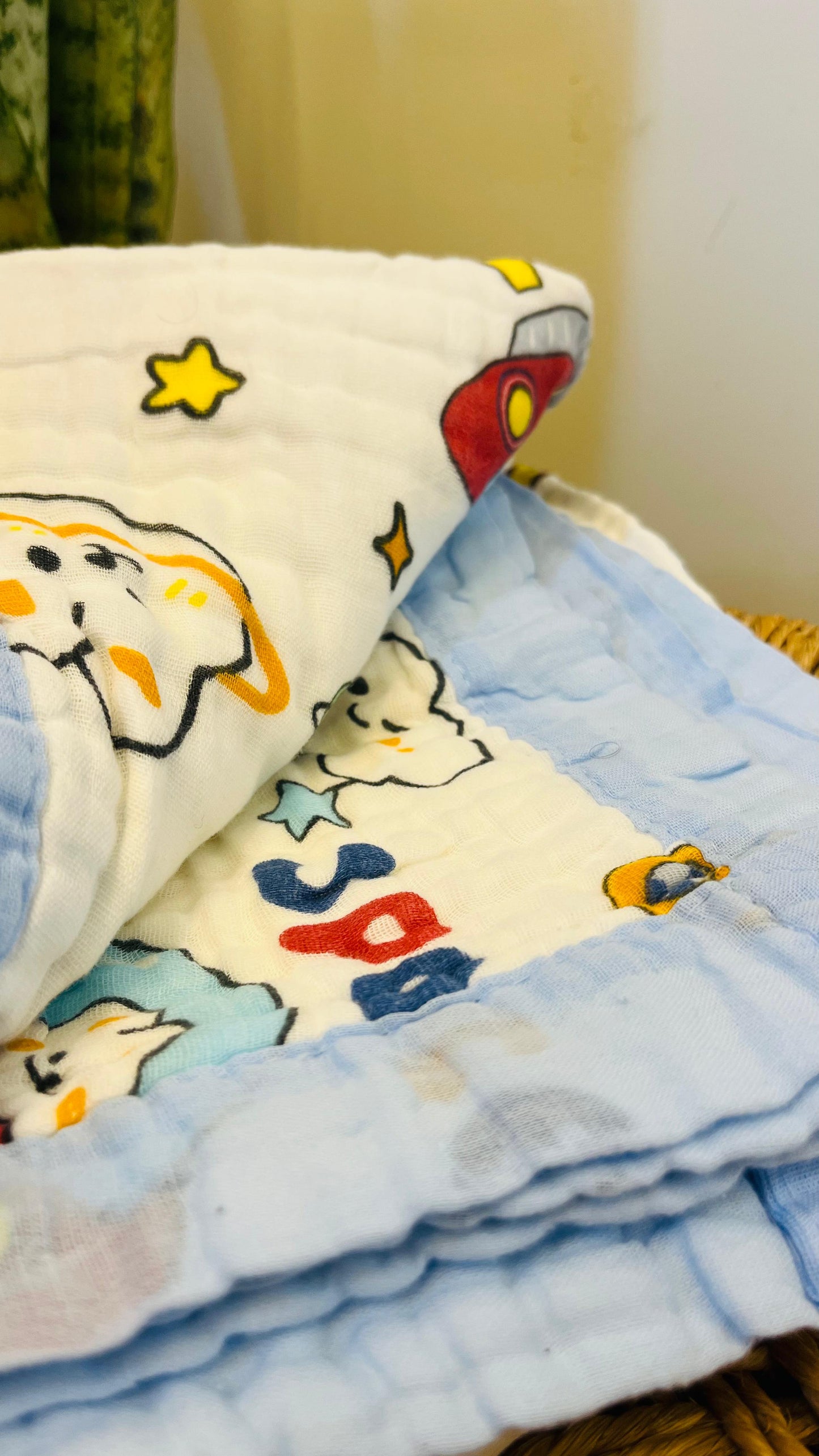 Baby Blanket | Organic Muslin Cotton - 6 -Layered | Space Kitty