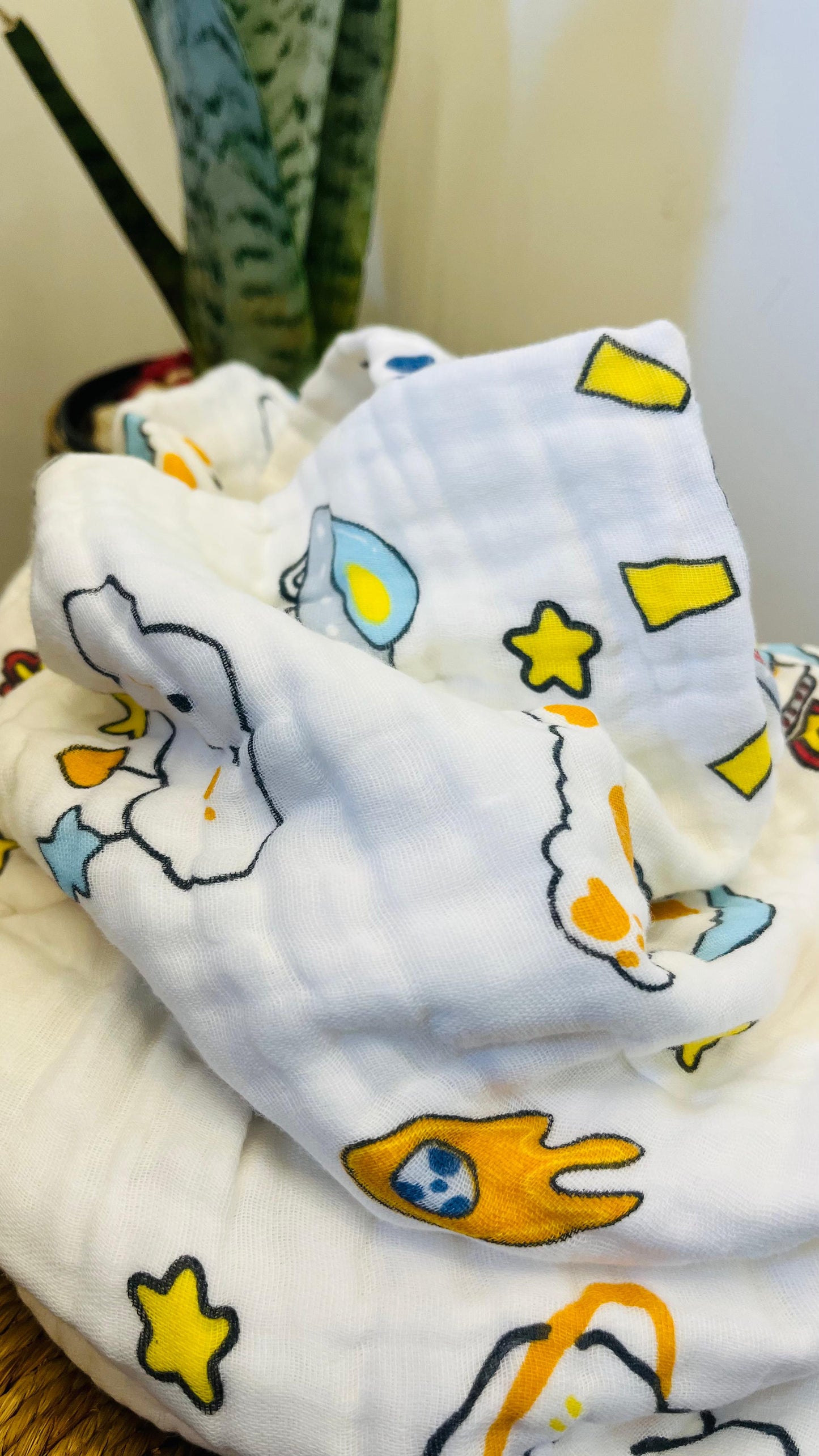 Baby Blanket | Organic Muslin Cotton - 6 -Layered | Space Kitty