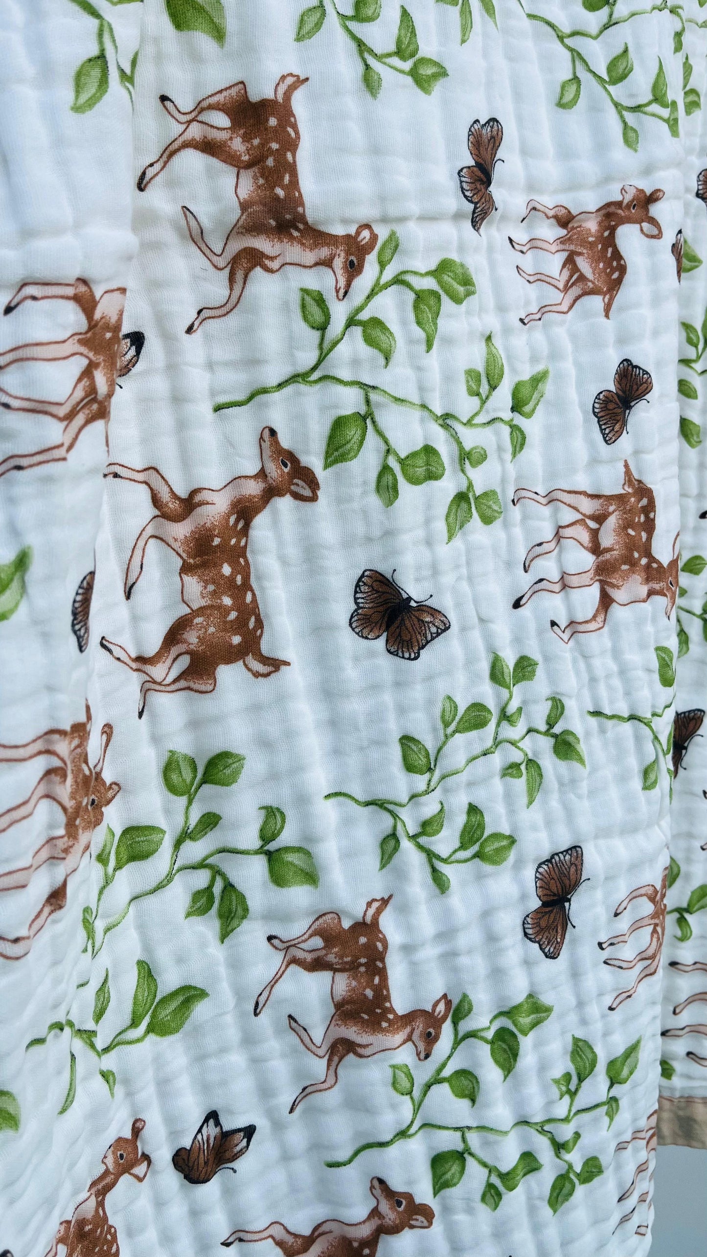 Baby Blanket | Organic Muslin Cotton - 6 -Layered | Deer Forest