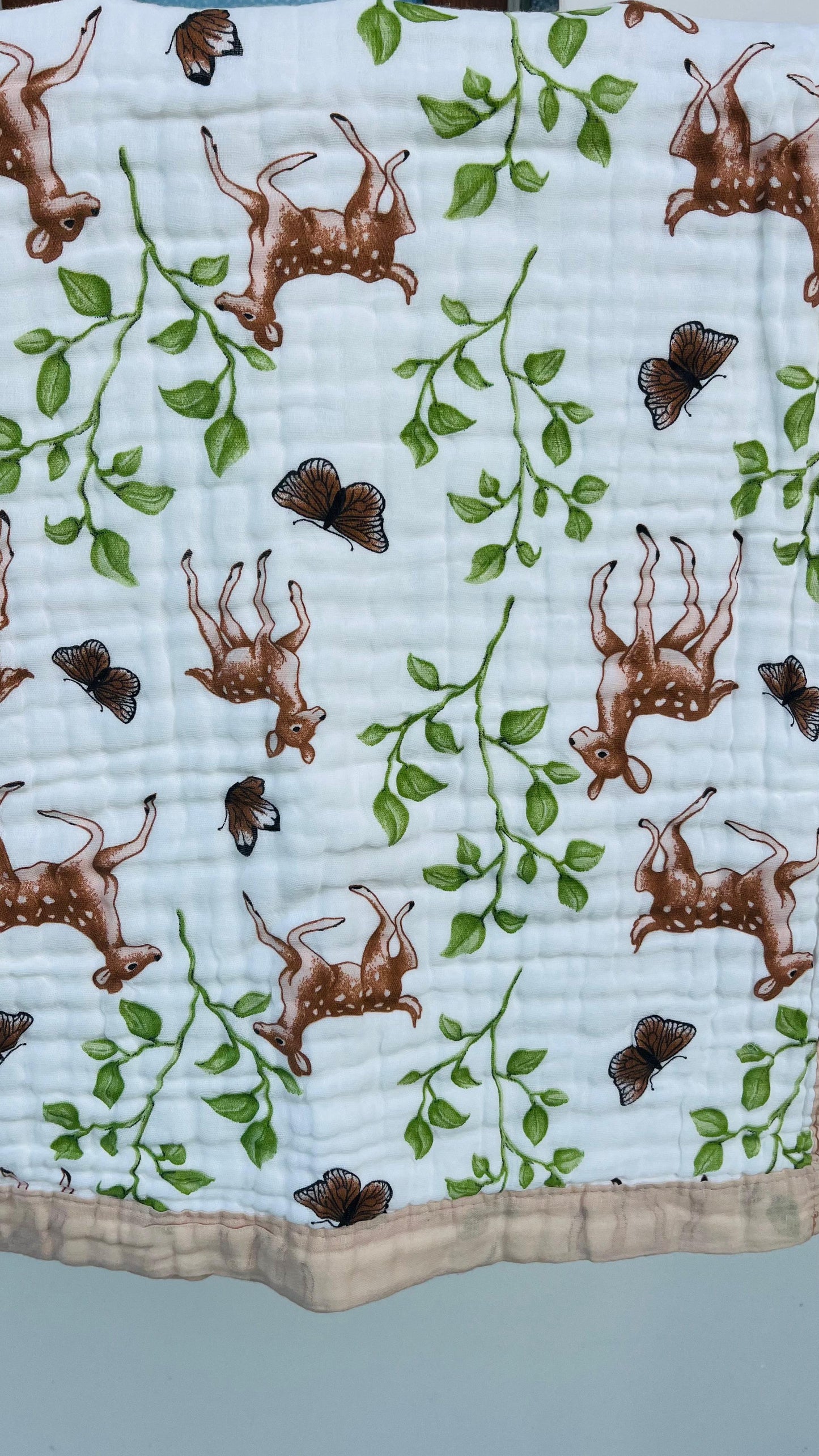 Baby Blanket | Organic Muslin Cotton - 6 -Layered | Deer Forest