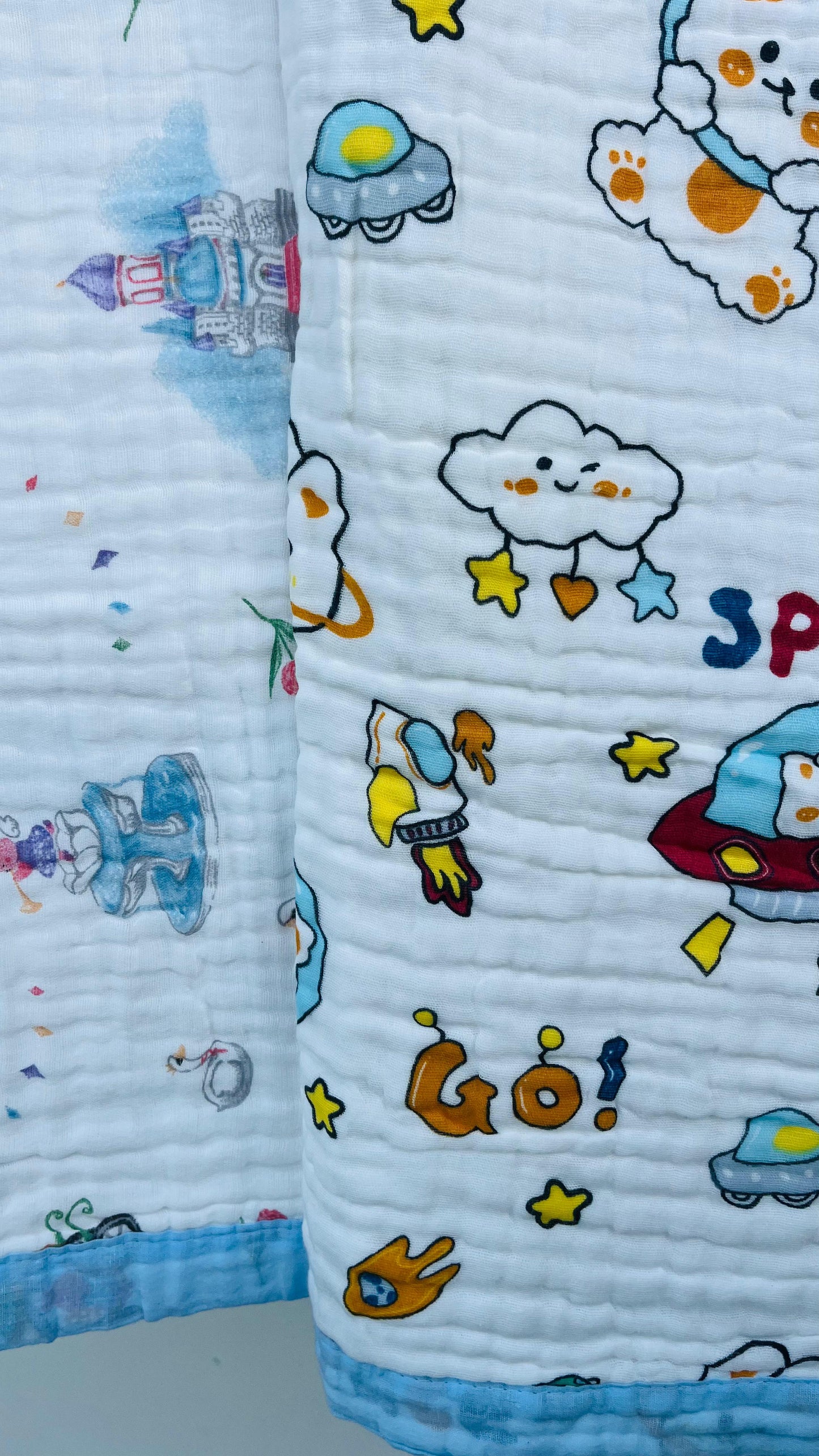 Baby Blanket | Organic Muslin Cotton - 6 -Layered | Space Kitty