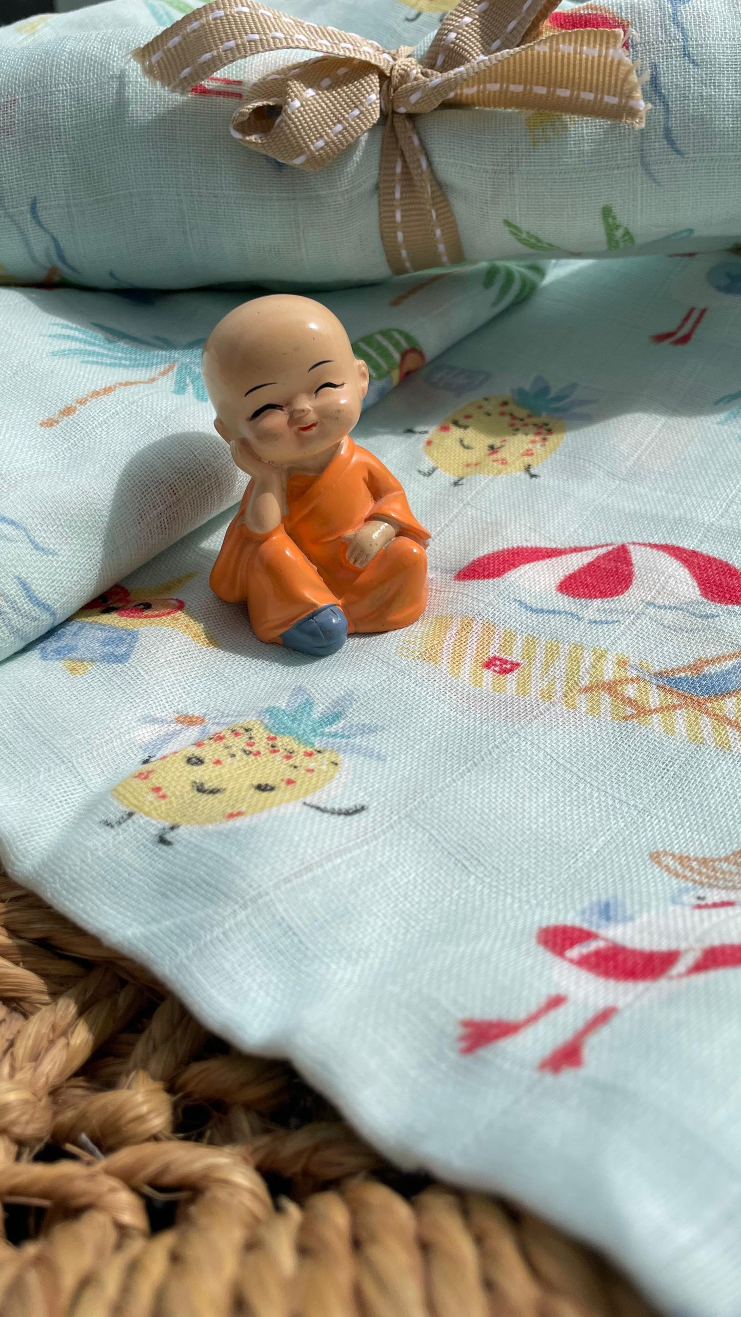Organic Muslin Cotton Baby Swaddle cum Towel | 70 x 150 Cms | Blue Parachutes