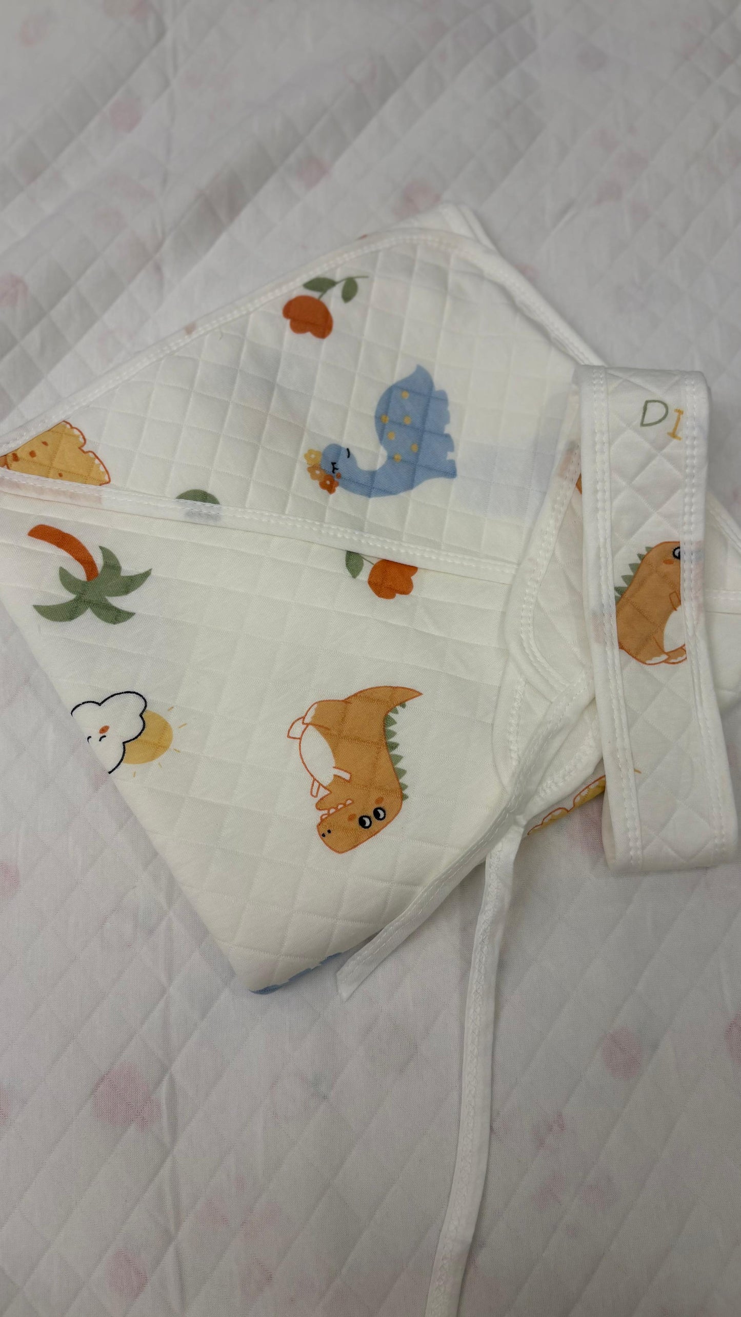 Eco - Muslin Cotton Hooded Blanket cum Towel | Dino Baby | (0 Months to 30 Months)