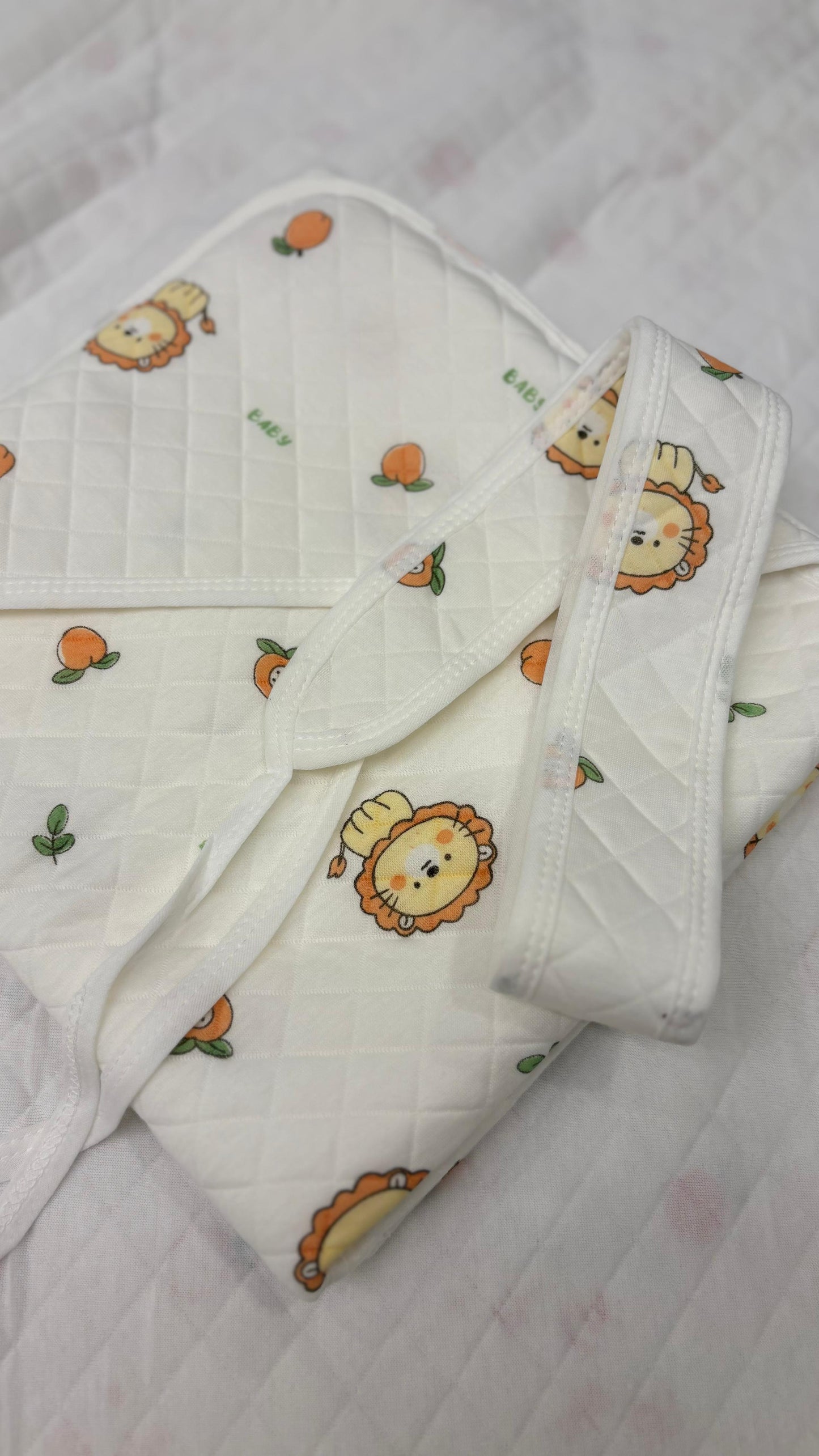 Eco - Muslin Cotton Hooded Blanket cum Towel | Baby Lion | (0 Months to 30 Months)