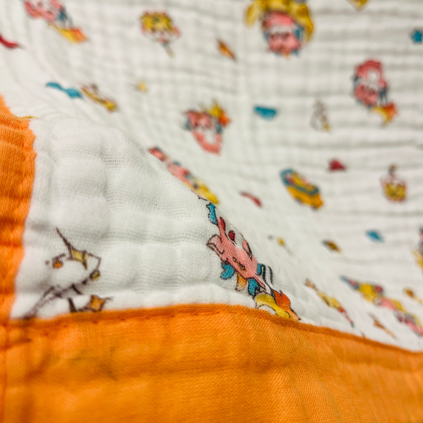 Baby Blanket | Organic Muslin Cotton - 6 -Layered | Orange Moon Dragon