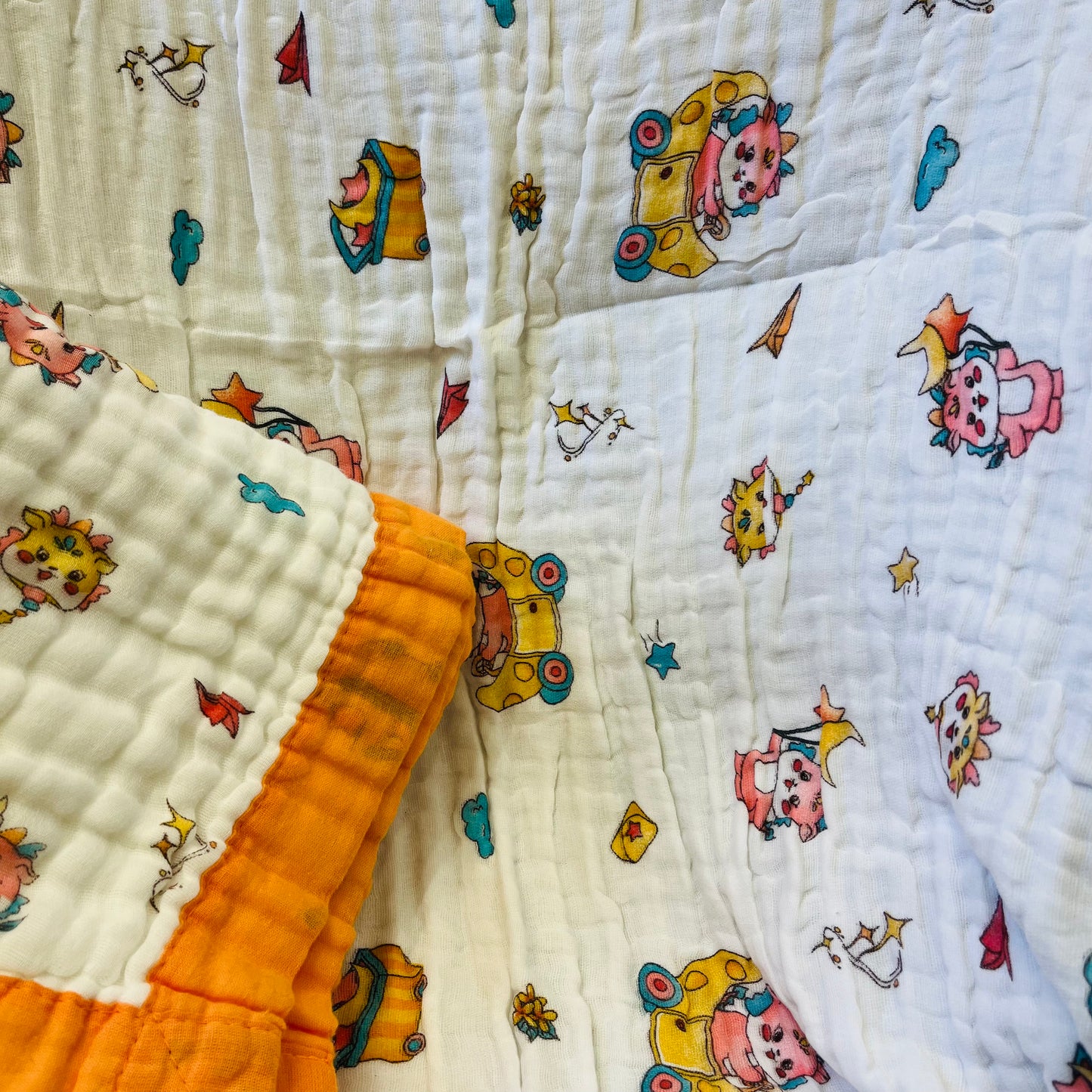Baby Blanket | Organic Muslin Cotton - 6 -Layered | Orange Moon Dragon