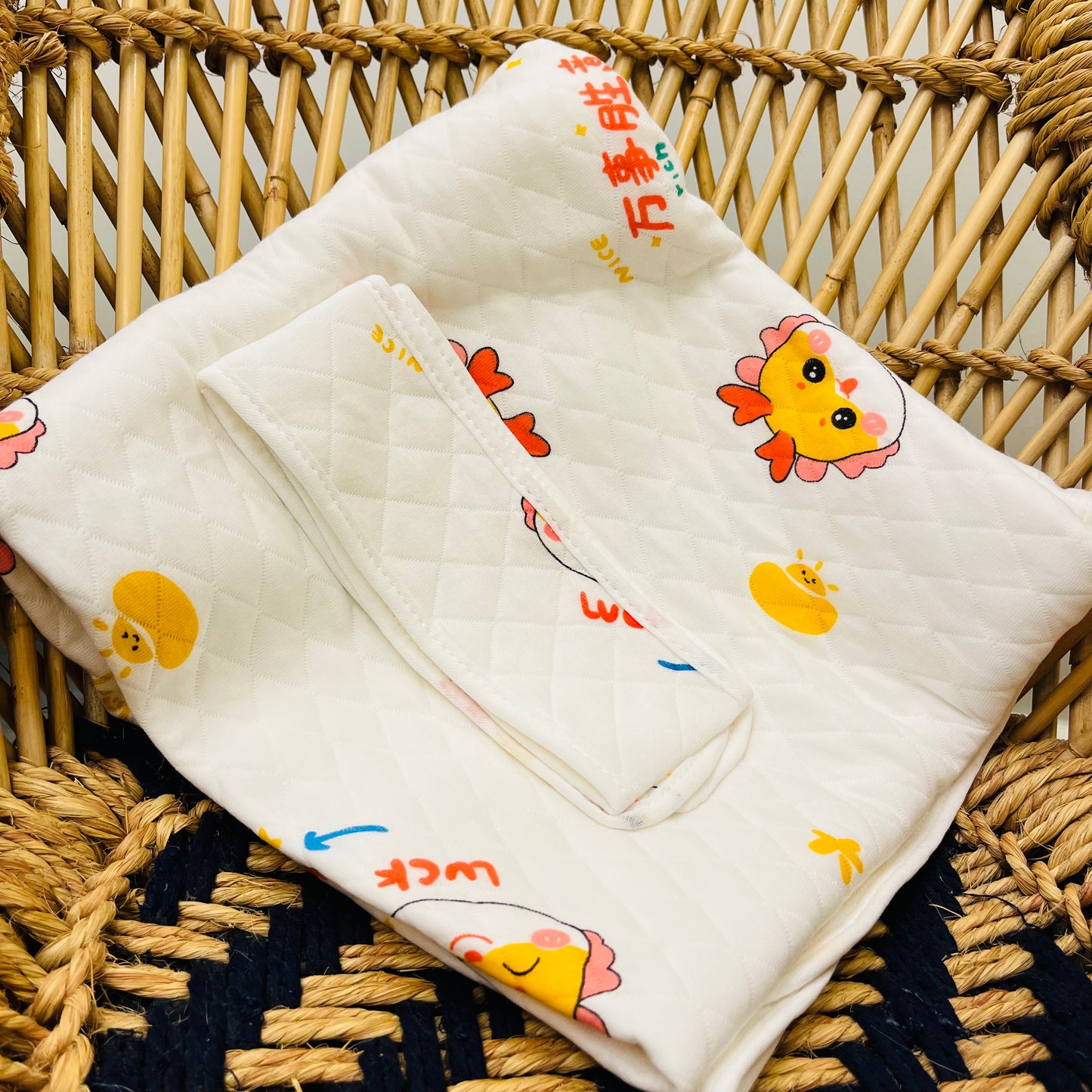Eco - Muslin Cotton Hooded Blanket cum Towel | Miffy Bear & Japanese | (0 Months to 30 Months)