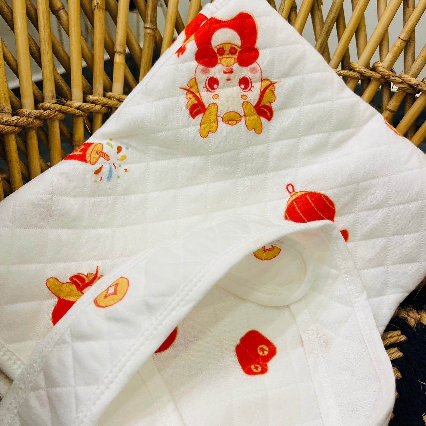 Eco - Muslin Cotton Hooded Blanket cum Towel | Miffy Bear & Japanese | (0 Months to 30 Months)