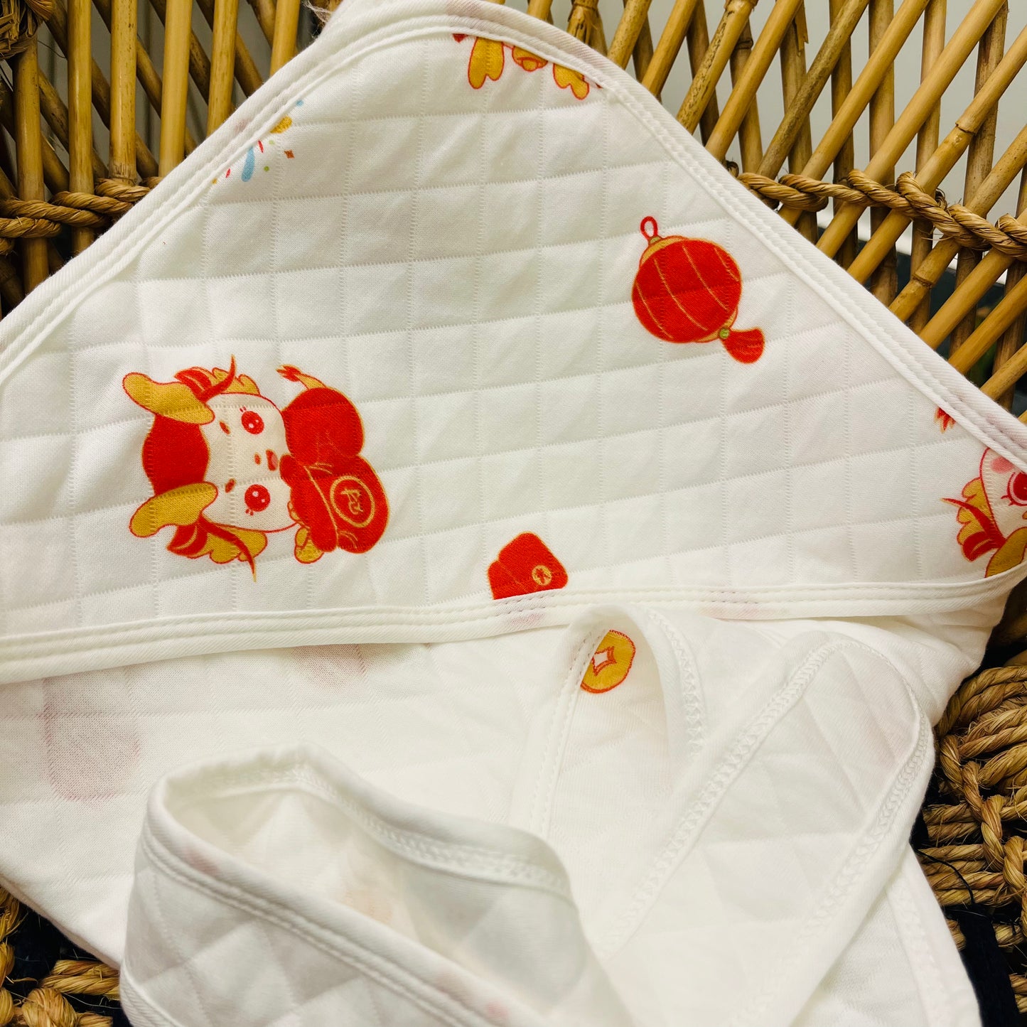 Eco - Muslin Cotton Hooded Blanket cum Towel | Miffy Bear & Japanese | (0 Months to 30 Months)