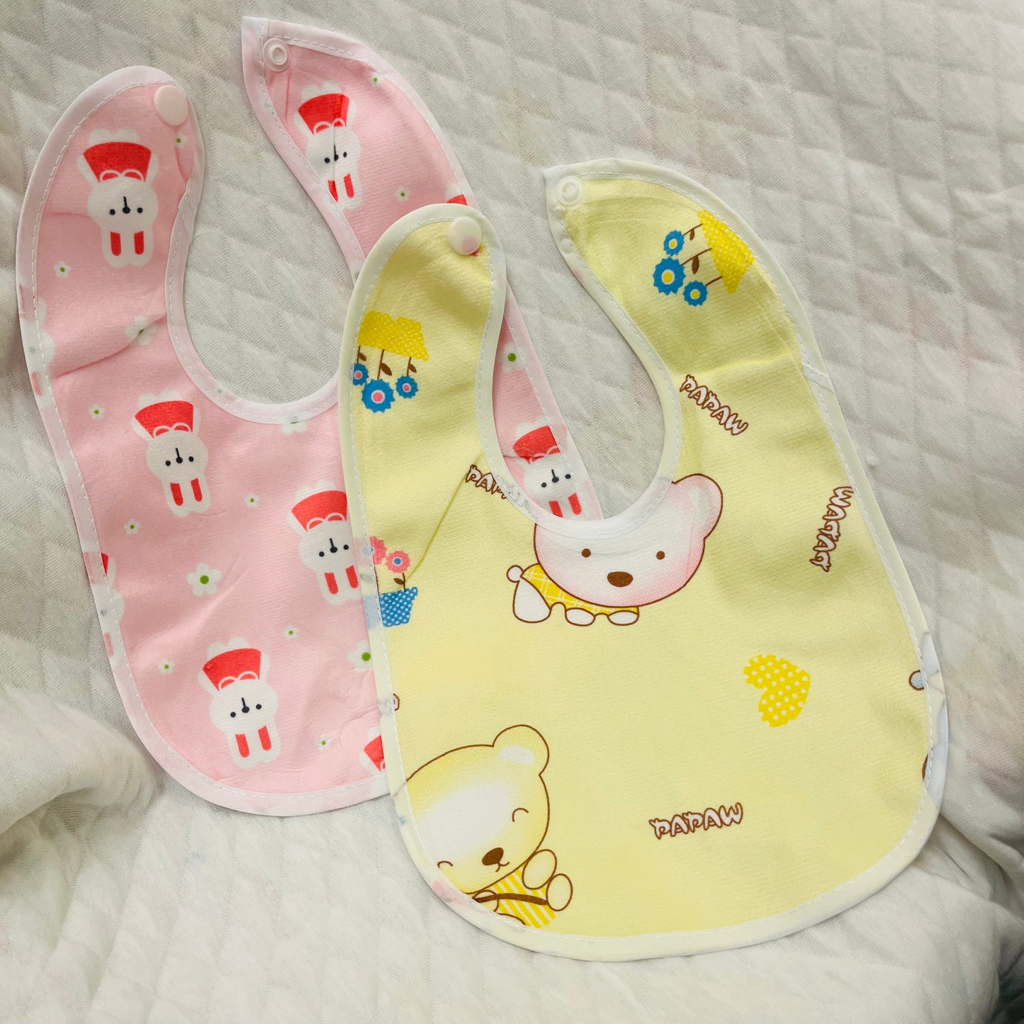 Cotton Washable Baby Bibs | Set of 3 | Waterproof Layer | Easy wear Buttons
