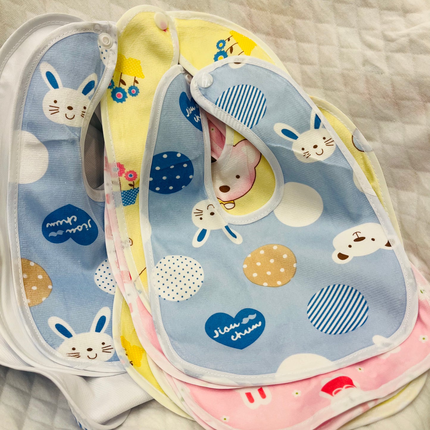 Cotton Washable Baby Bibs | Set of 3 | Waterproof Layer | Easy wear Buttons