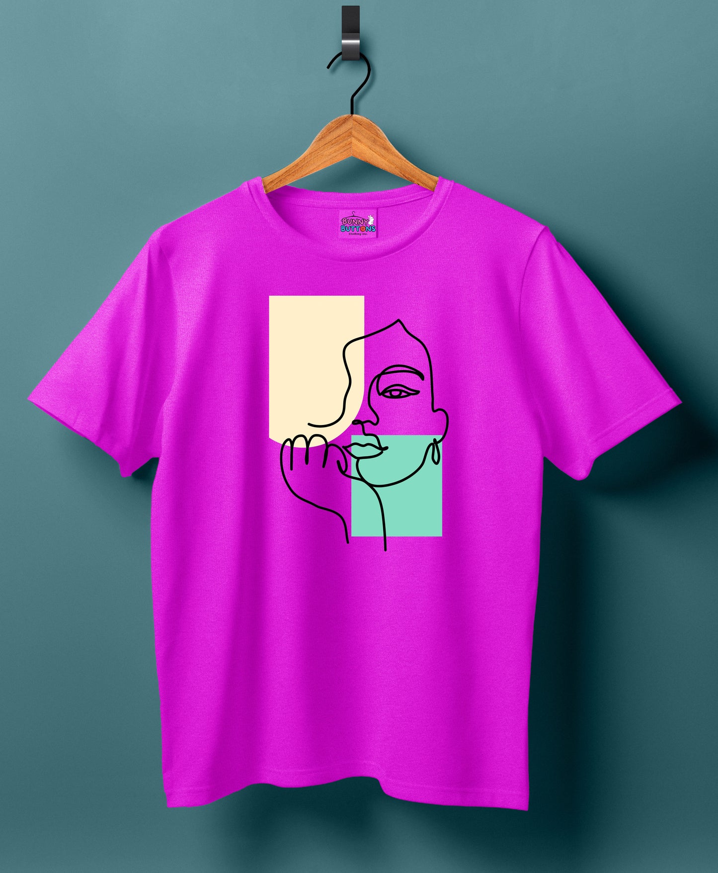 Women Cotton T-Shirt - Women Face outline