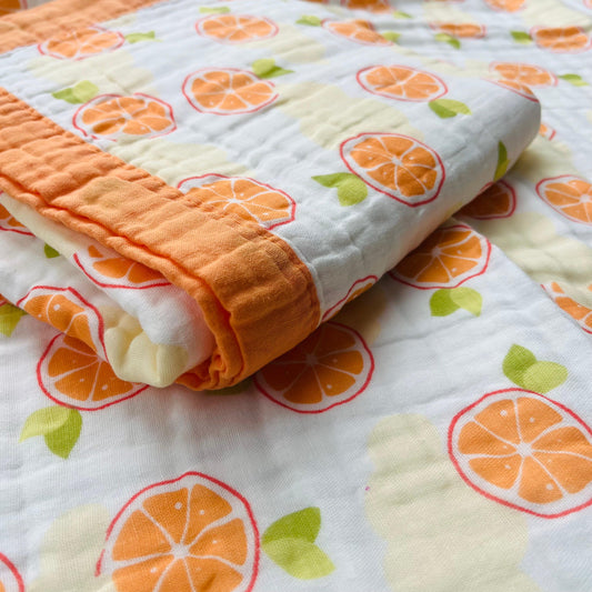 Baby Blanket | Organic Muslin Cotton - 6 -Layered | Orange