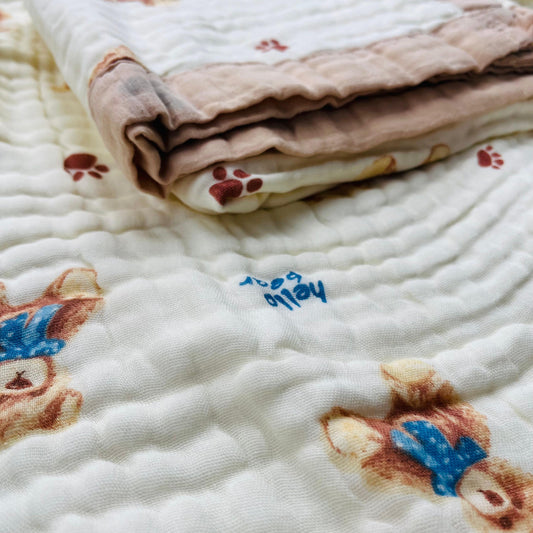 Baby Blanket | Organic Muslin Cotton - 6 -Layered | Baby Bear