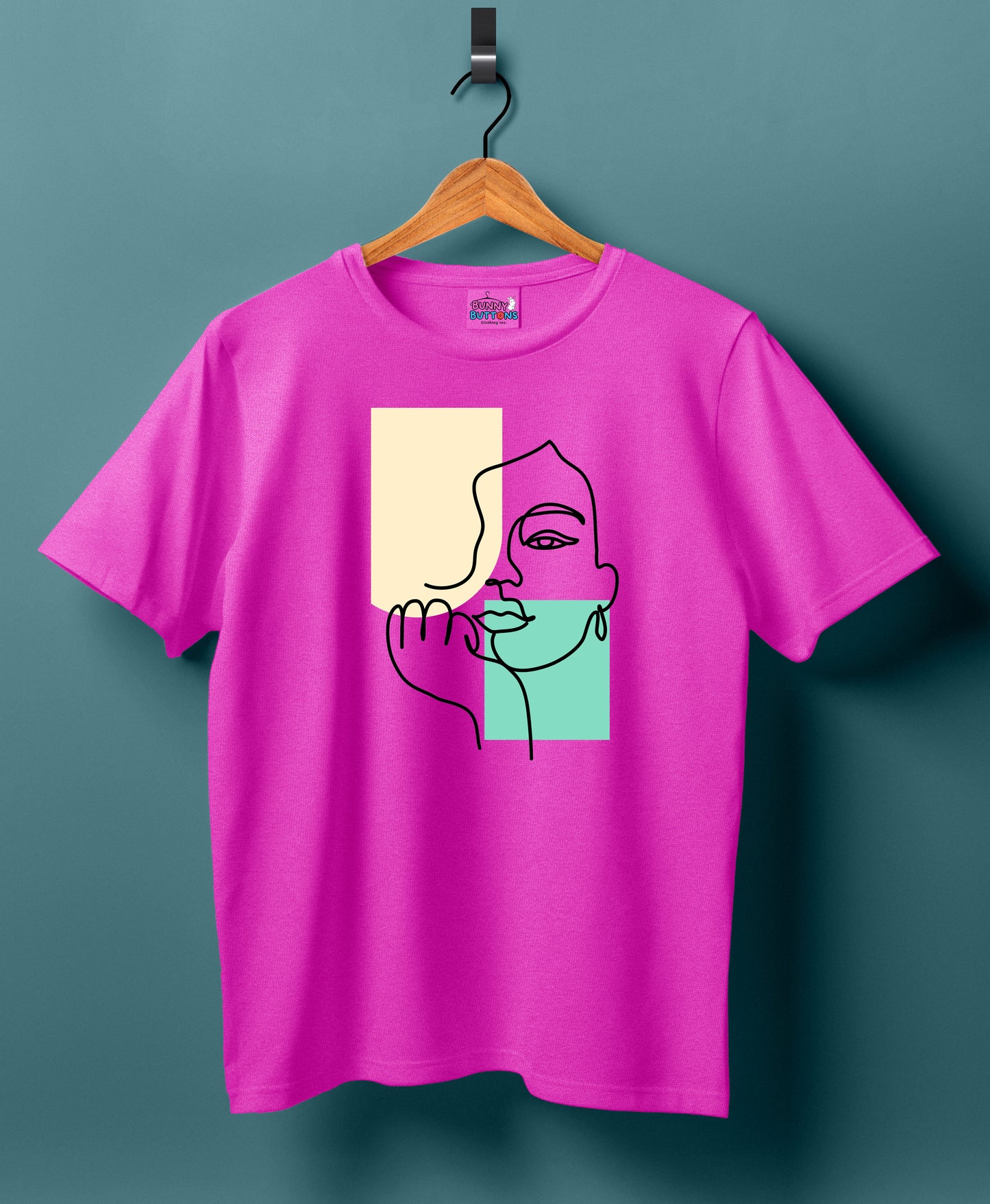 Women Cotton T-Shirt - Women Face outline