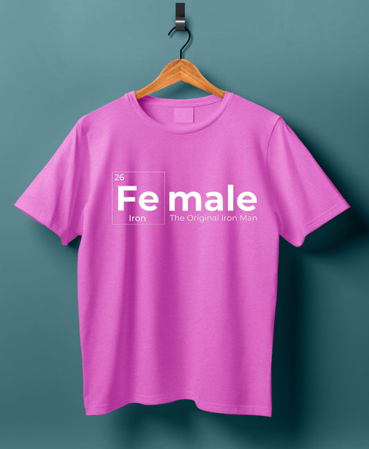 Women Cotton T-Shirt - Fe-Male Iron Man