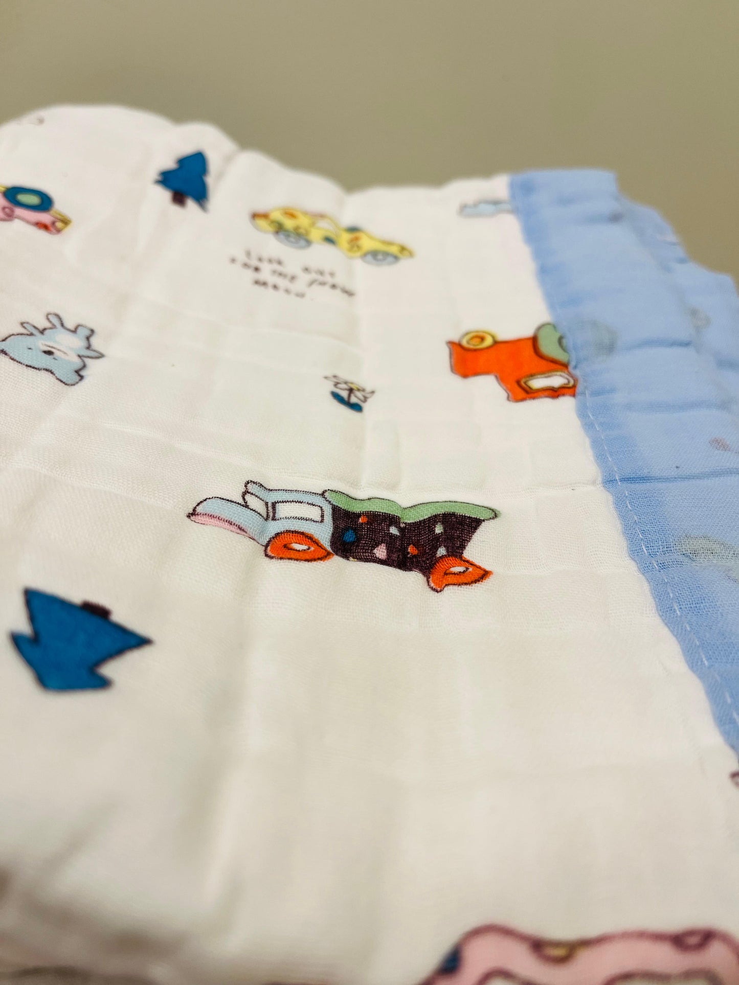 Baby Blanket | Organic Muslin Cotton - 6 Layered | Cars and Trucks