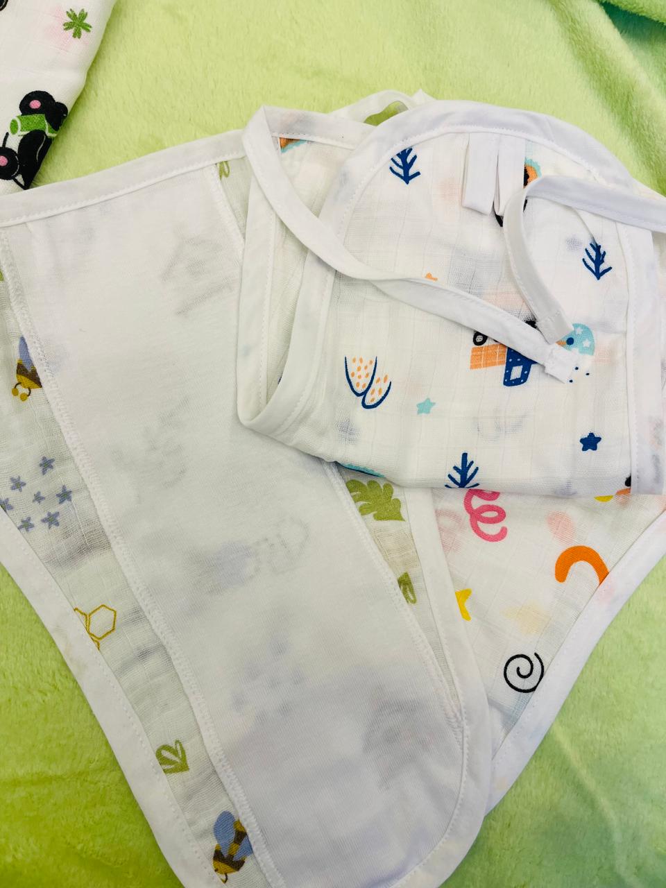 Muslin Langots - Set of 2 | Organic Muslin Cotton | Knot-Tie |  With Thin Pad