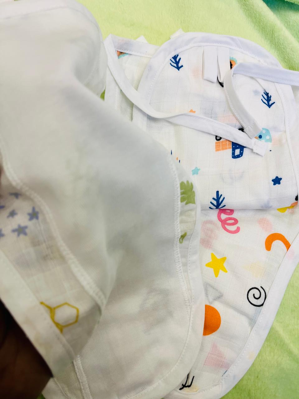 Muslin Langots - Set of 2 | Organic Muslin Cotton | Knot-Tie |  With Thin Pad