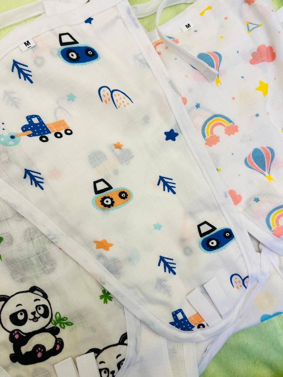 Muslin Langots - Set of 2 | Organic Muslin Cotton | Knot-Tie |  With Thin Pad