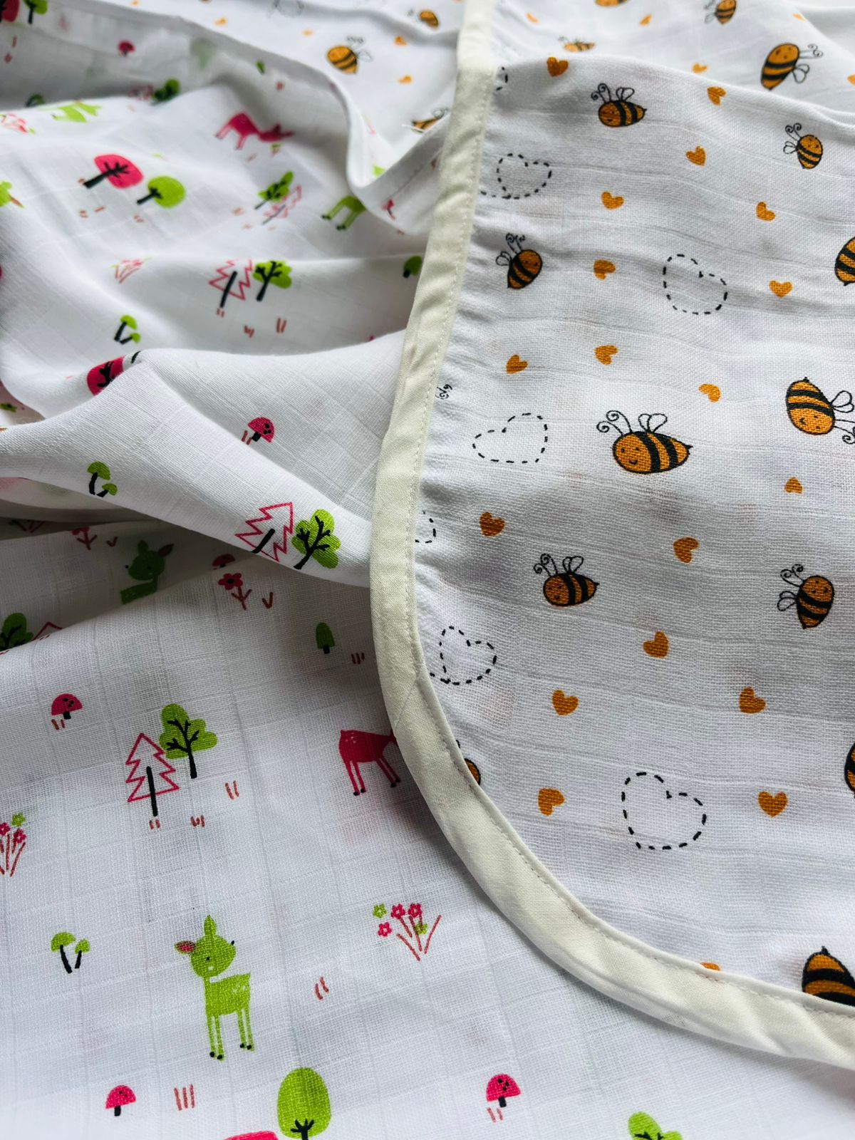 Muslin Hooded Baby Blanket/Towel | Organic | Pure Muslin | White, Assorted Designs