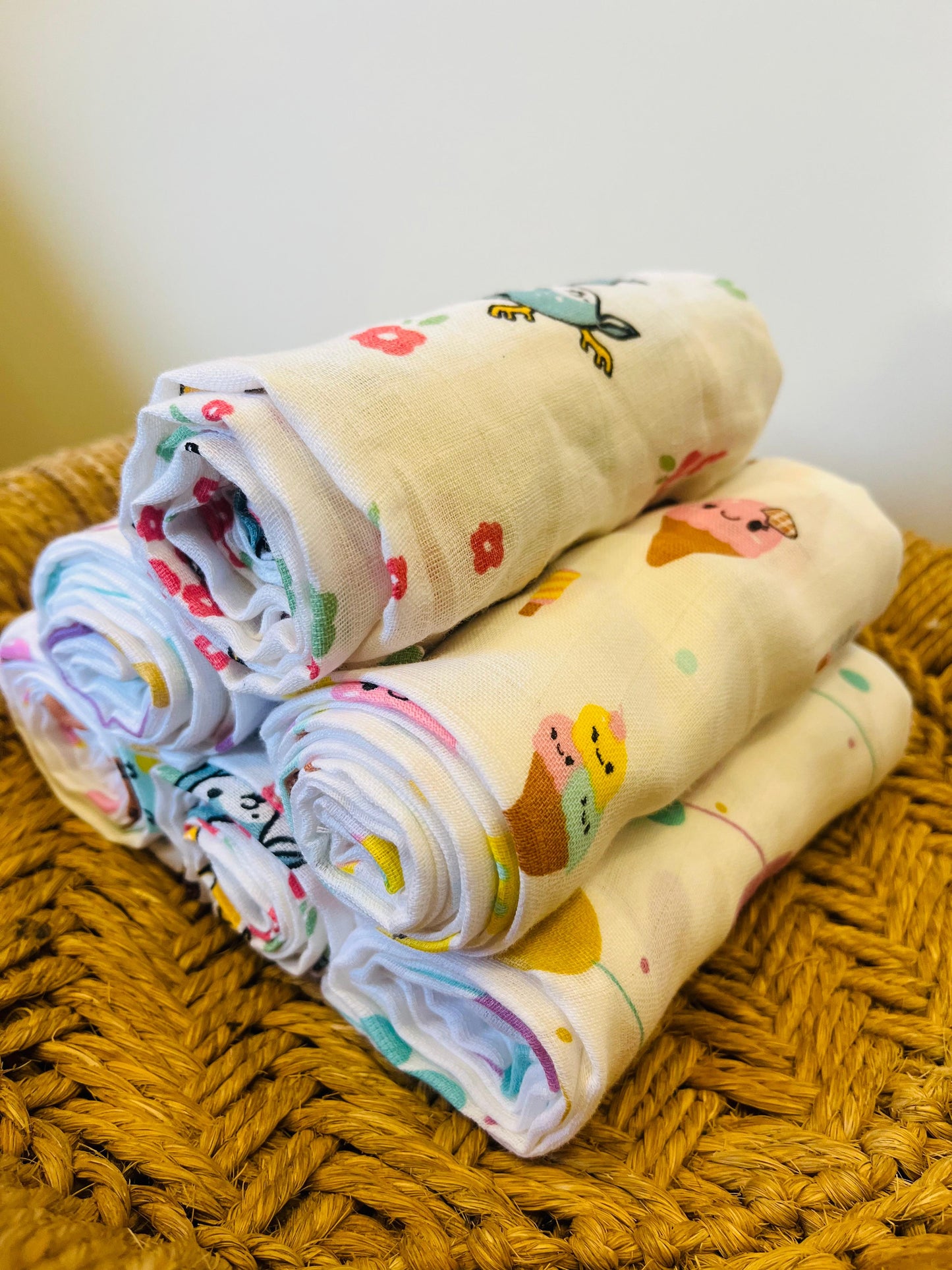 Organic Muslin Cotton Baby Towel | Set of 6  - 90 x 45 Cms